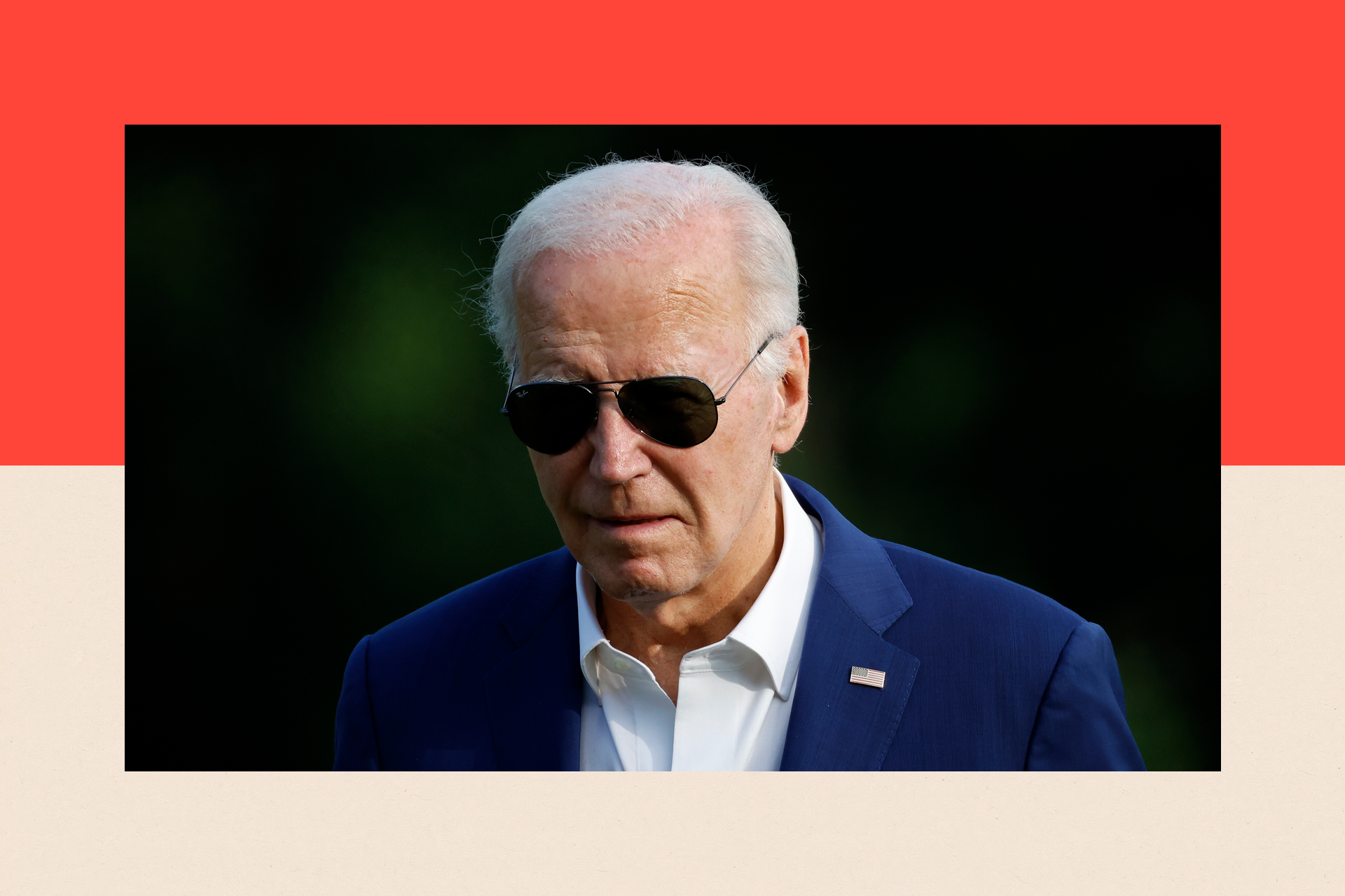 Close up of President Joe Biden in sunglasses