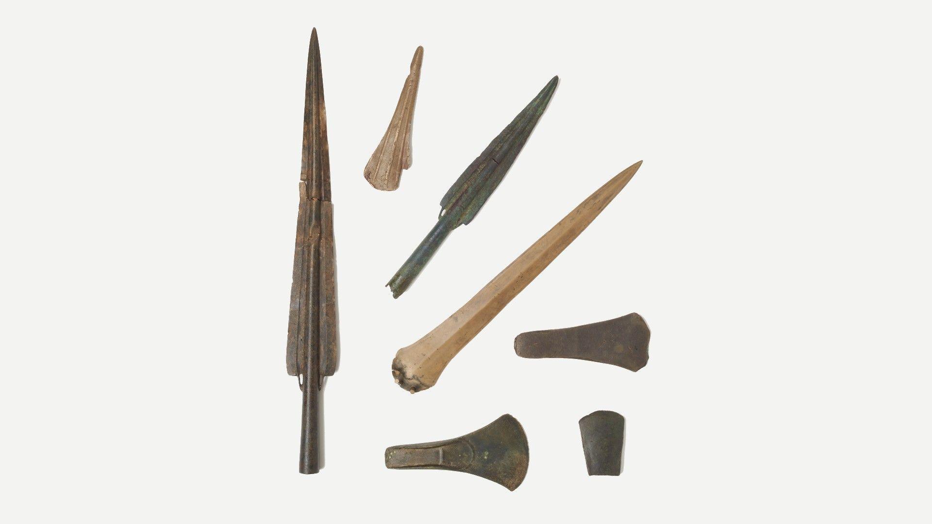 Seven items from the Bronze age collection