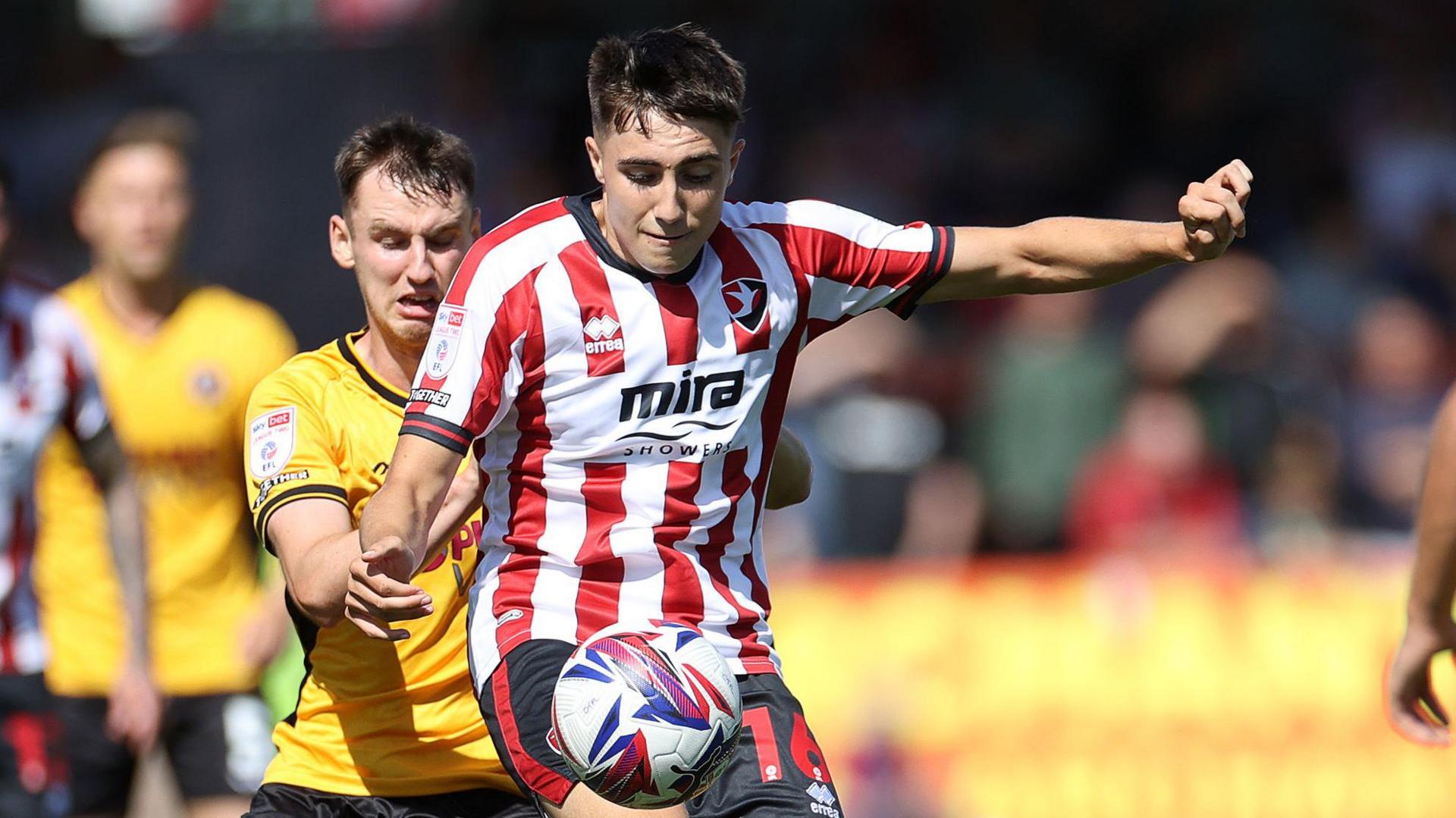 Joel Colwill in action for Cheltenham