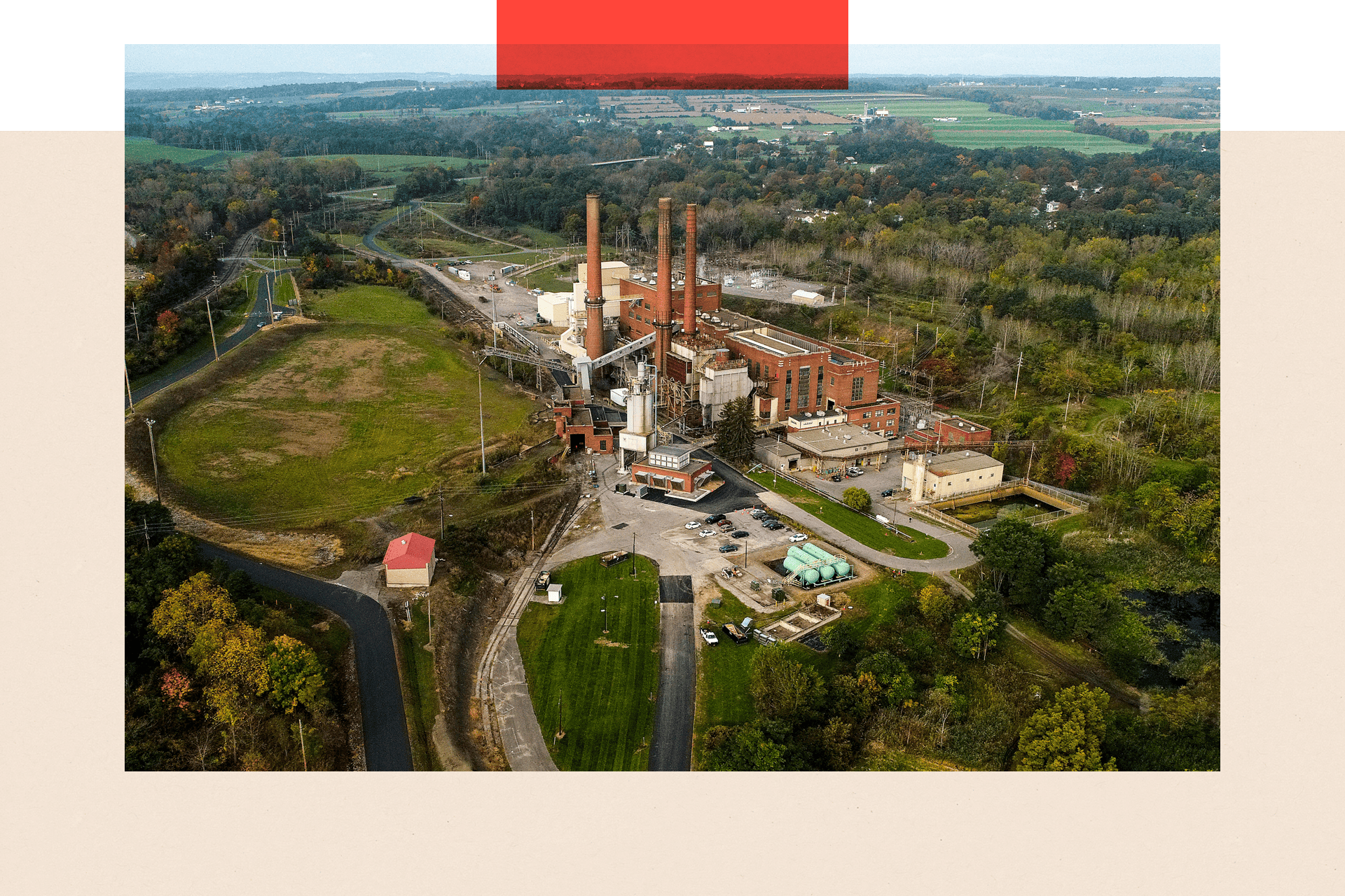 Aerial shot of Greenidge power plant