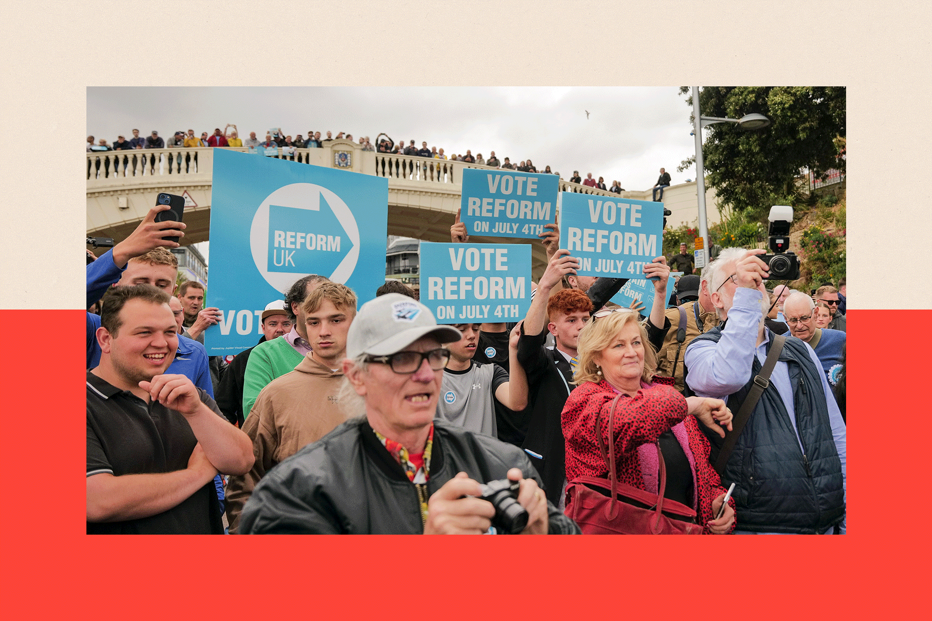 Local voters during a Reform UK general election campaign event at Clacton Pier