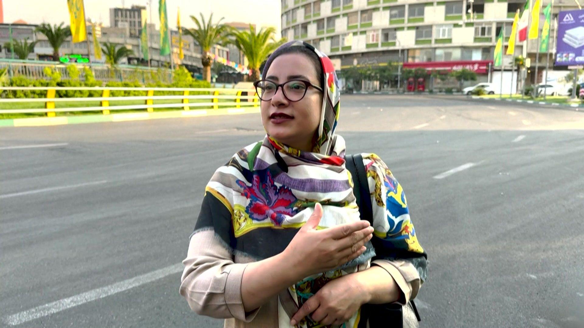Iranian woman in an empty street