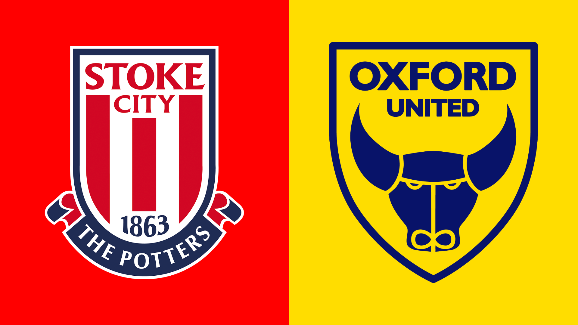 Side-by-side of Stoke City and Oxford United club badges