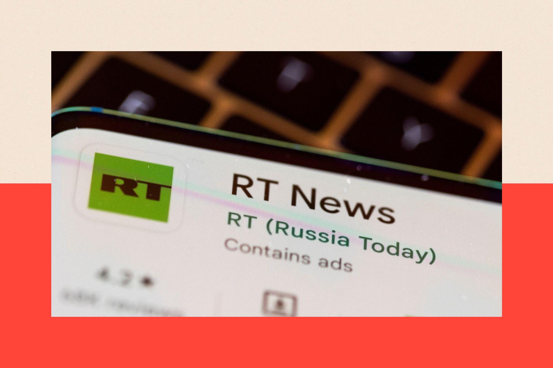 RT News app is seen on a smartphone