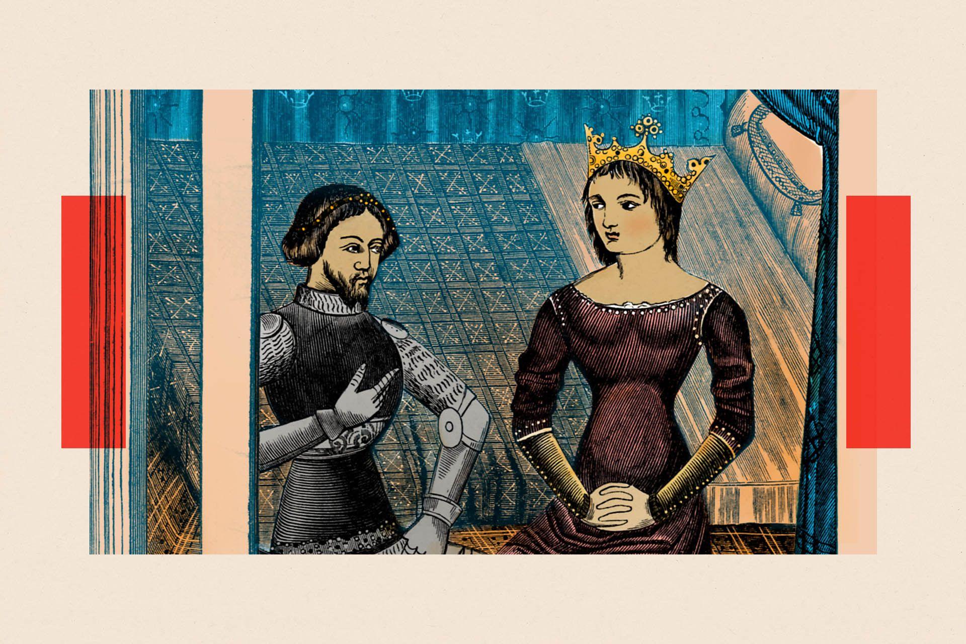 A drawing of Lancelot and Guinevere