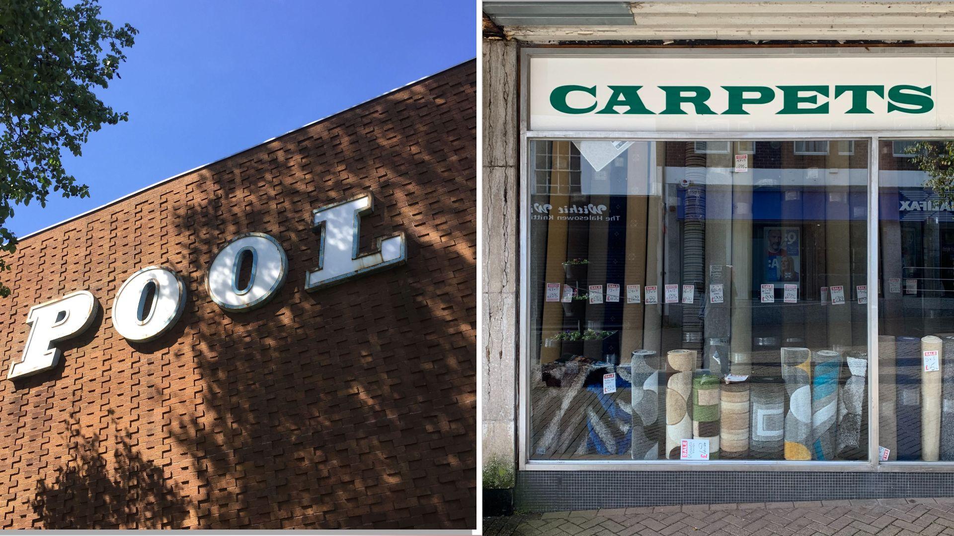 Signage for Pool and Carpets, as seen in Halesowen.