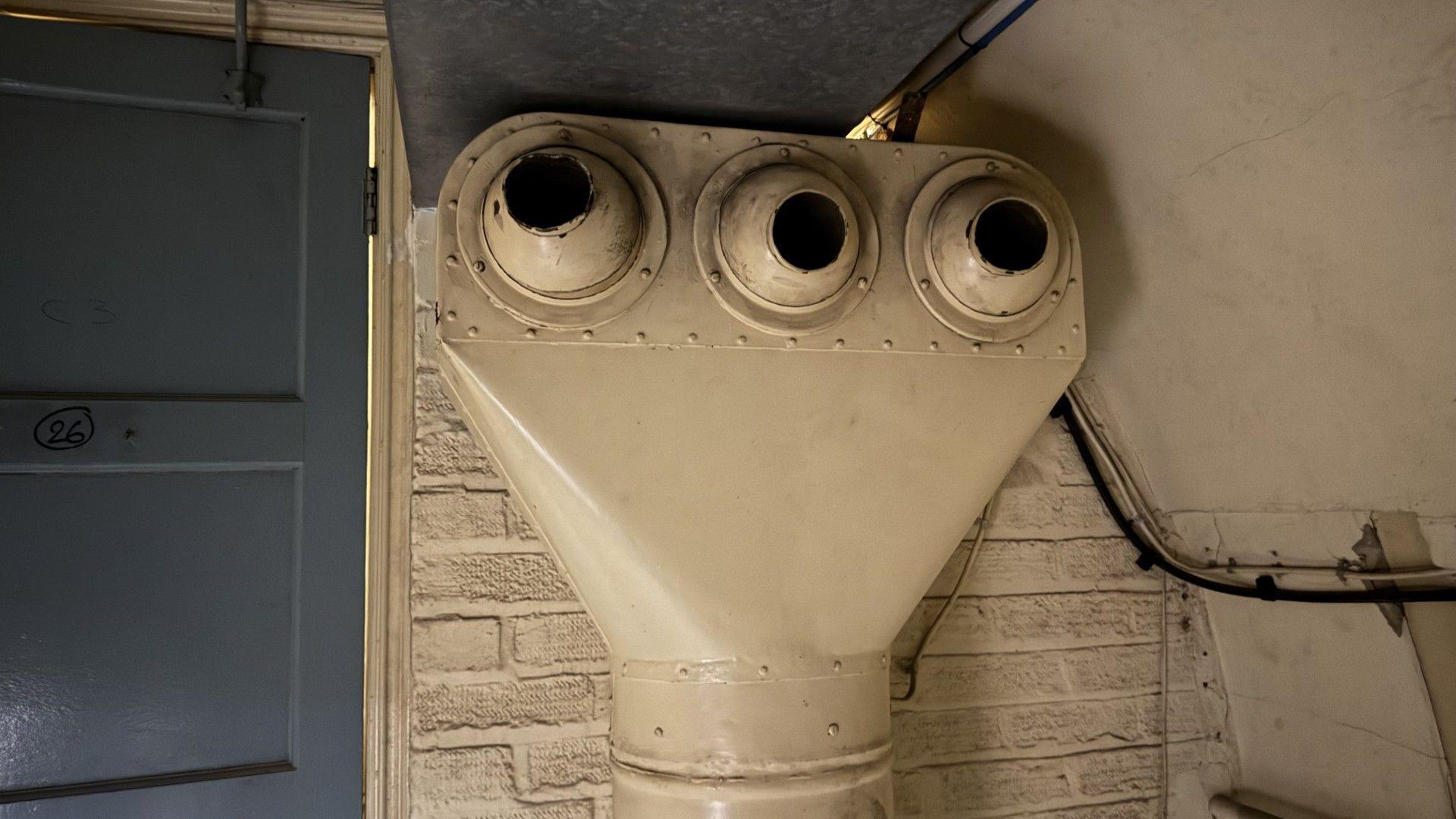 A piece of air filtration kit inside Dumpy Level at Dover Castle