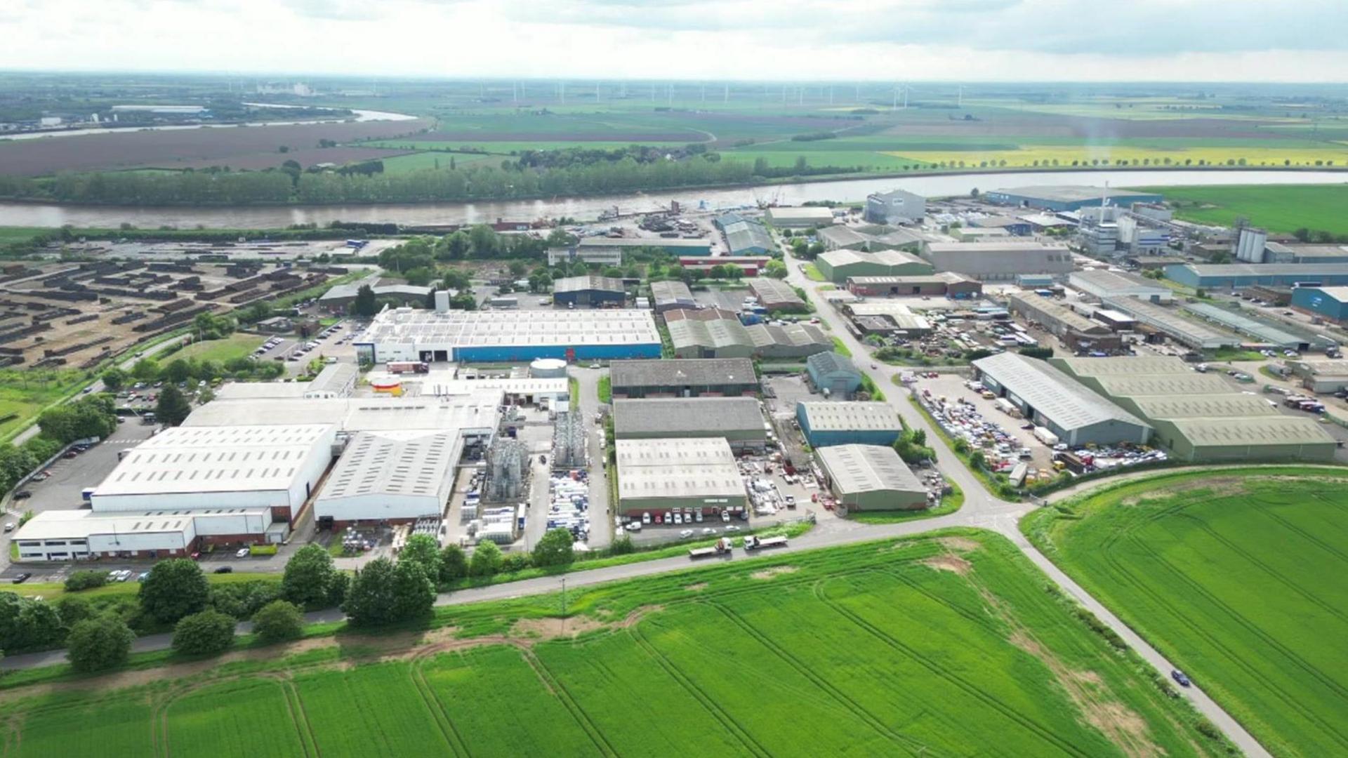 Aerial view of Flixborough and the chemical plant