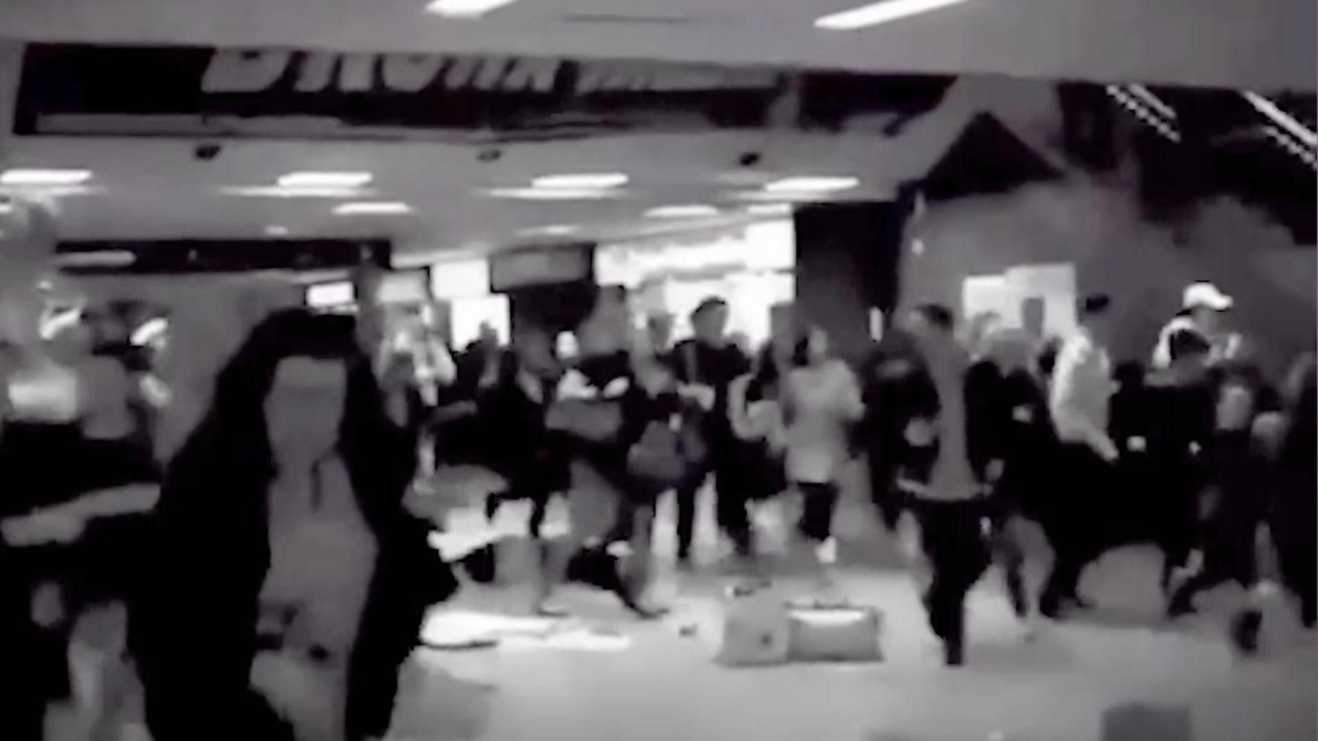 Now deleted screen grab of clip of people at Penn Station, New York