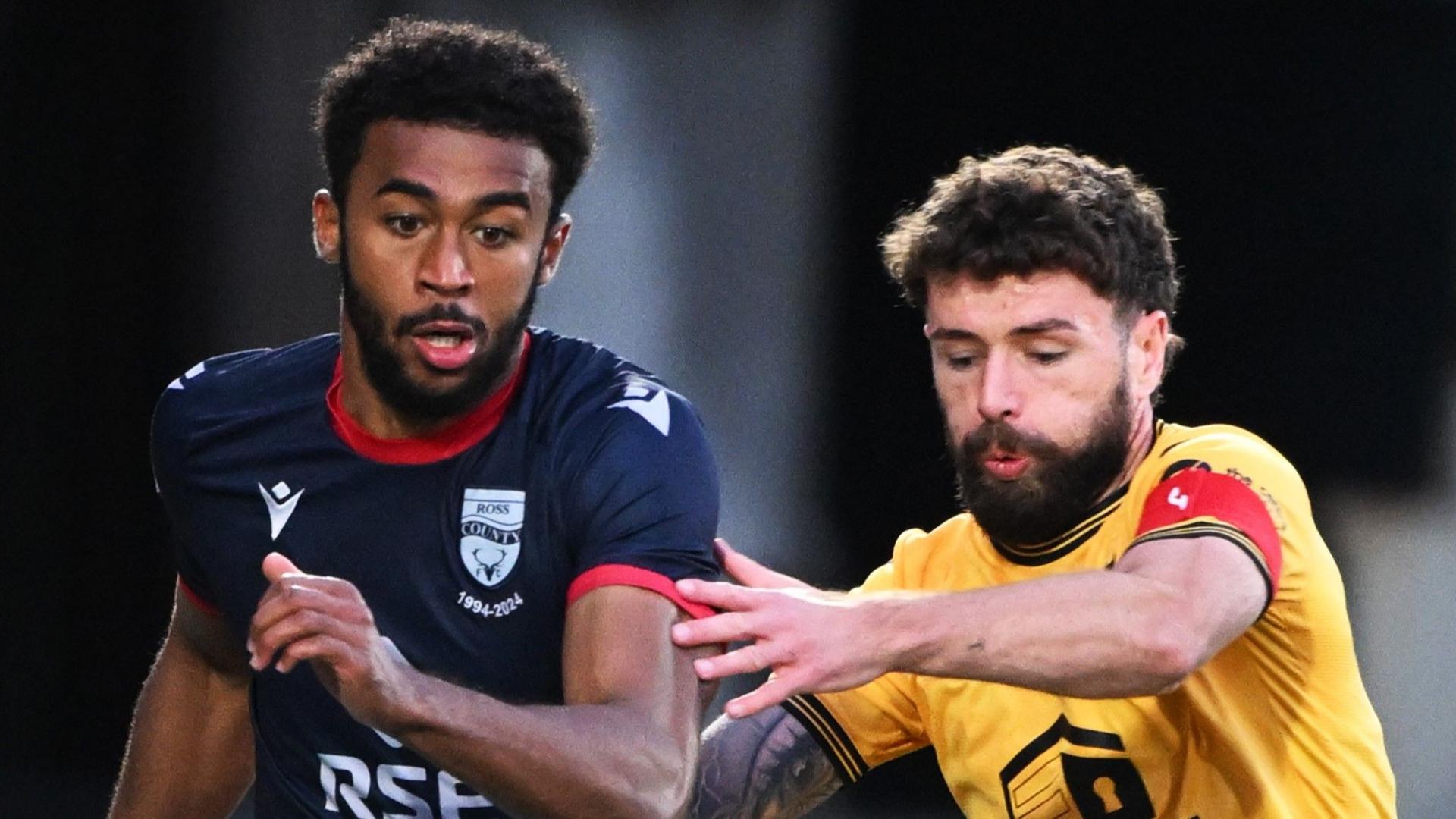 Ross County's Elijah Campbell and Livingston's Jamie Brandon