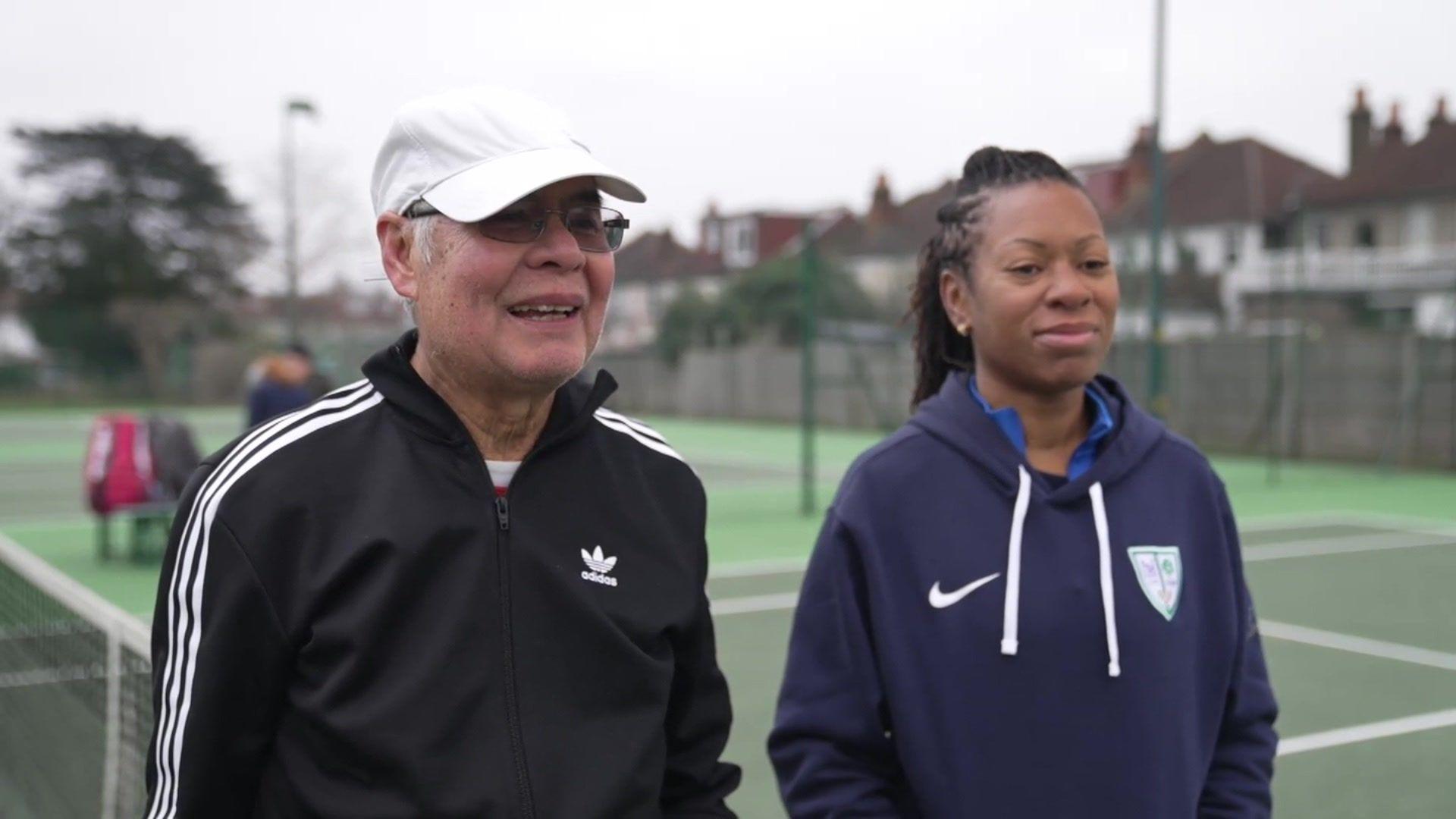 Charmaine Boyd and Blaise Westmaas look to the right of camera whilst wearing sports tops