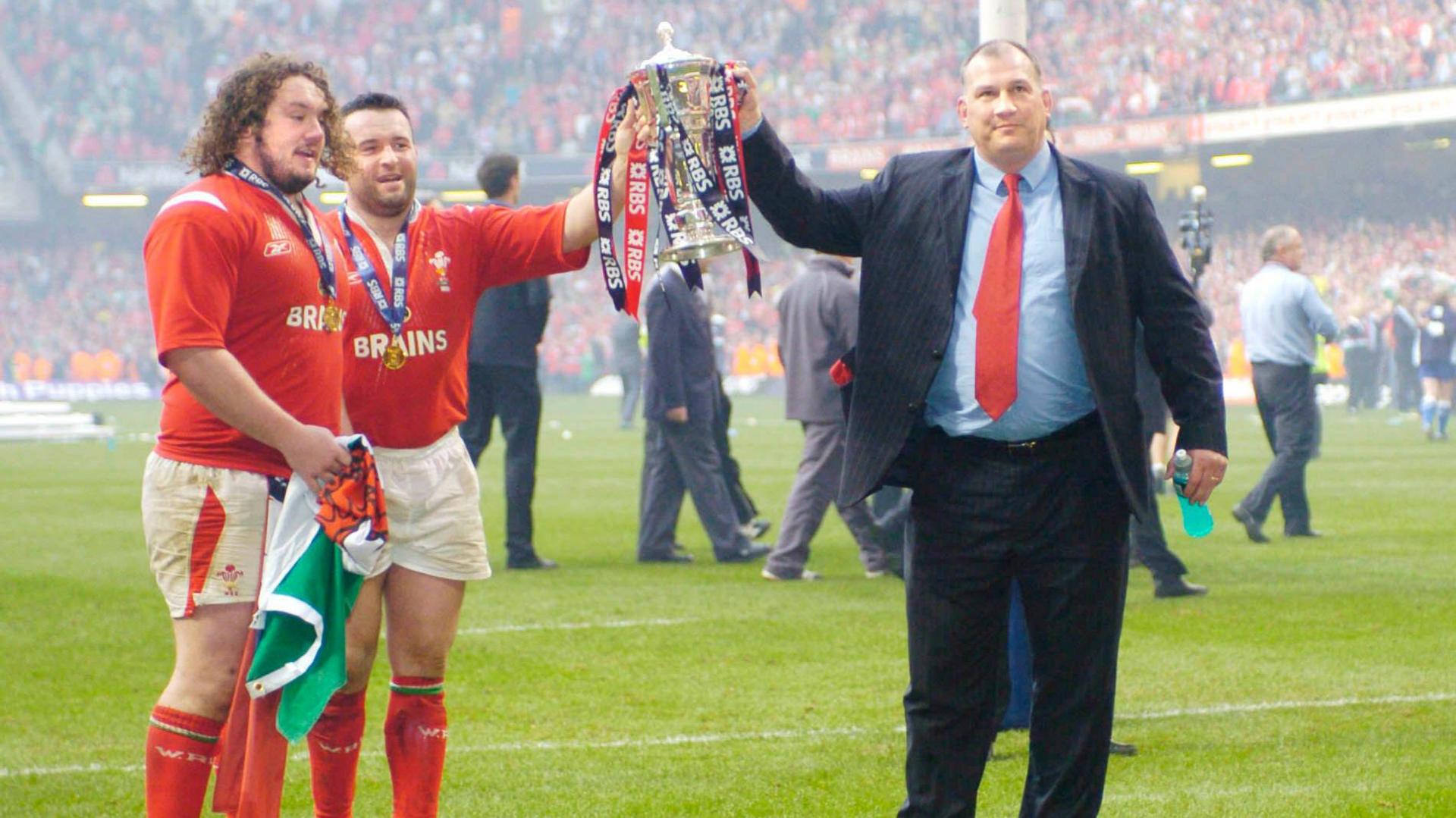 Mike Ruddock lifts the Six Nations trophy