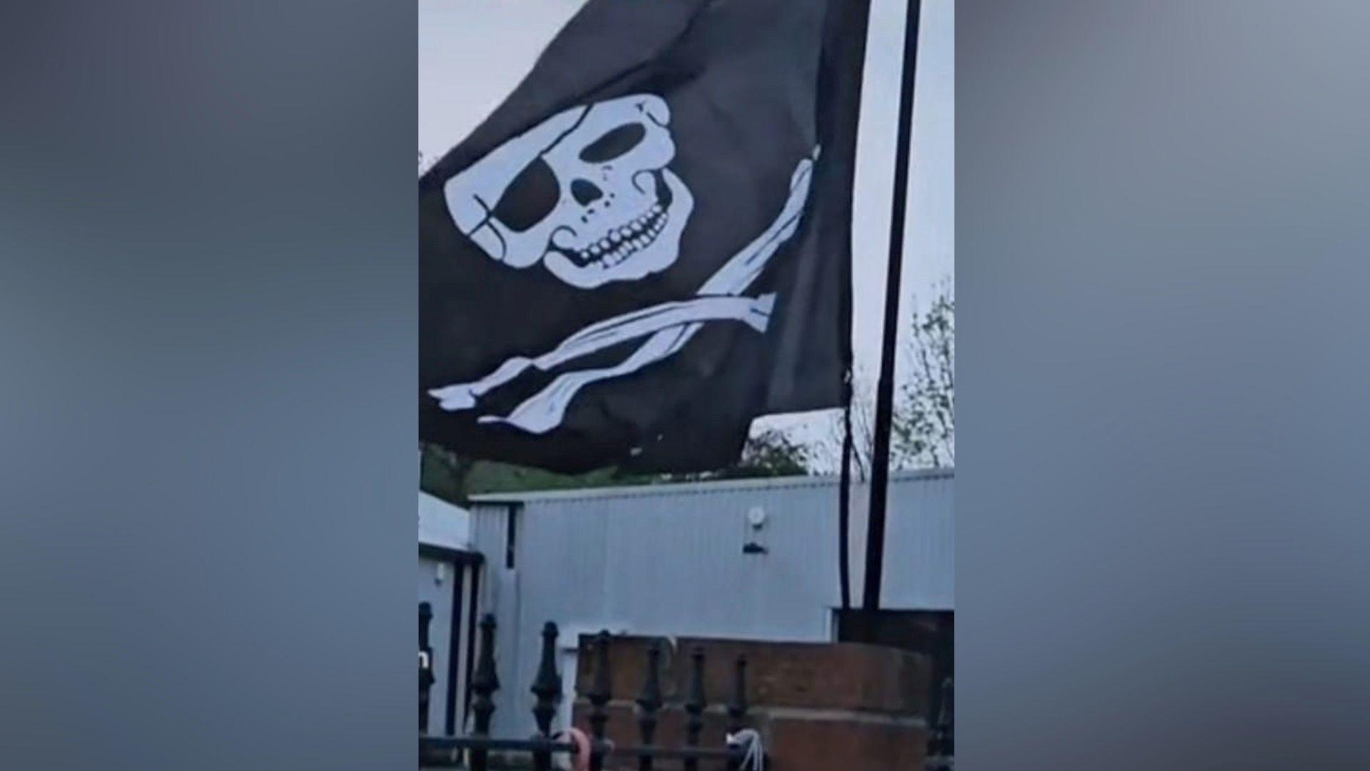 The pirate flag raised in memory of Kori