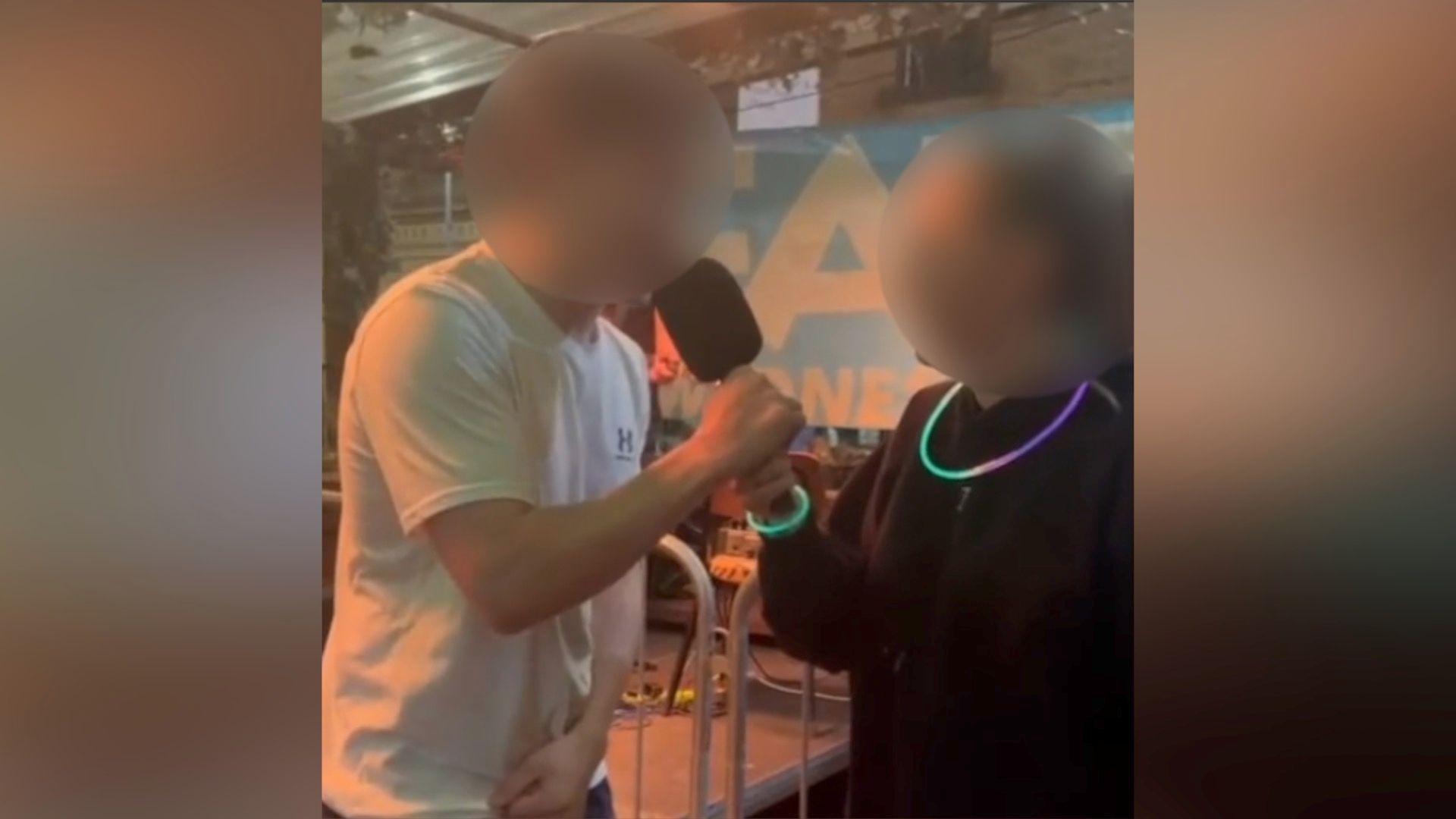 Image of interview with both participants' faces blurred