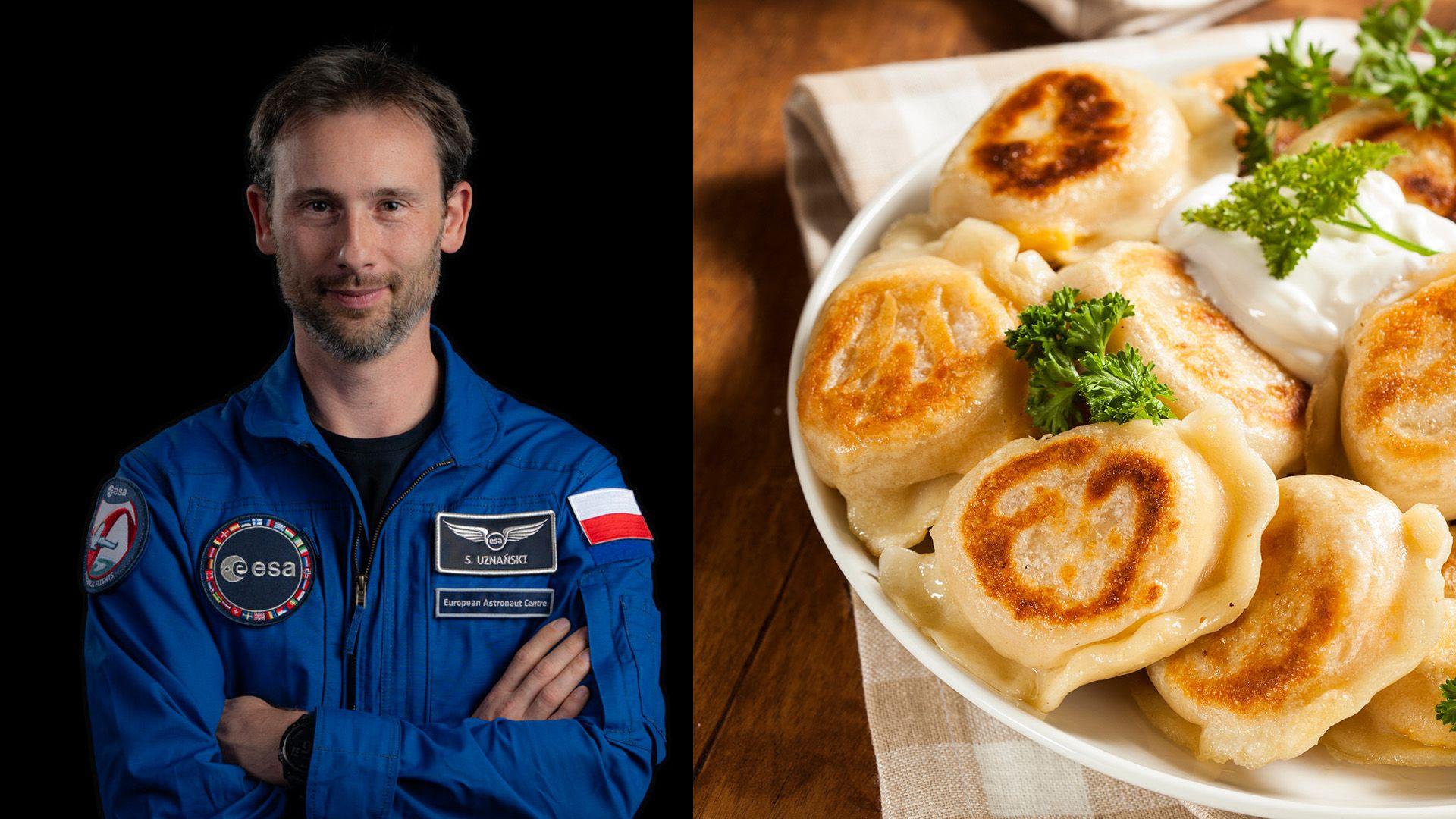 Polish astronaut Spaceman Sławosz Uznański-Wiśniewski and pierogi
