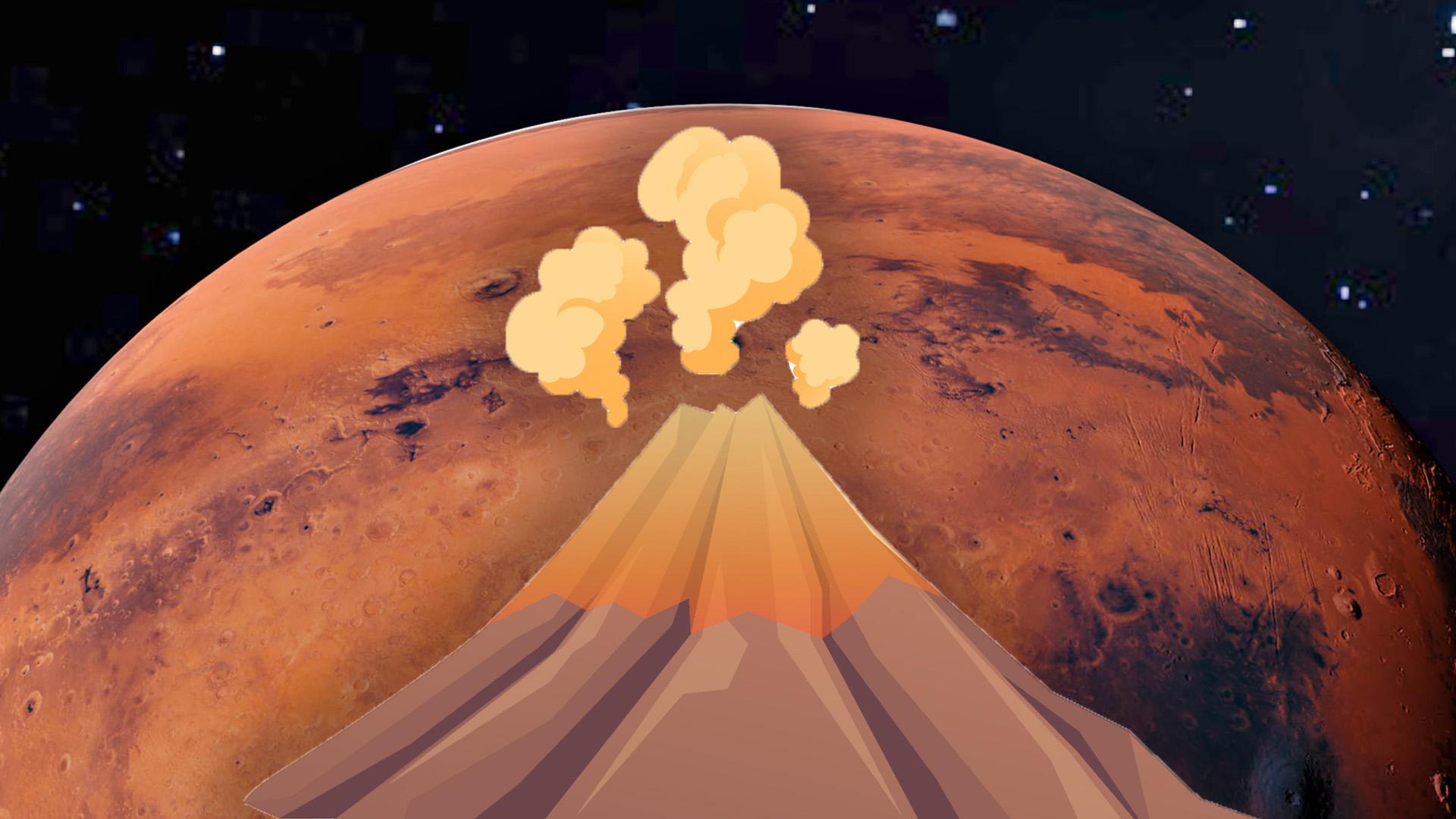 Cartoon volcano on mars