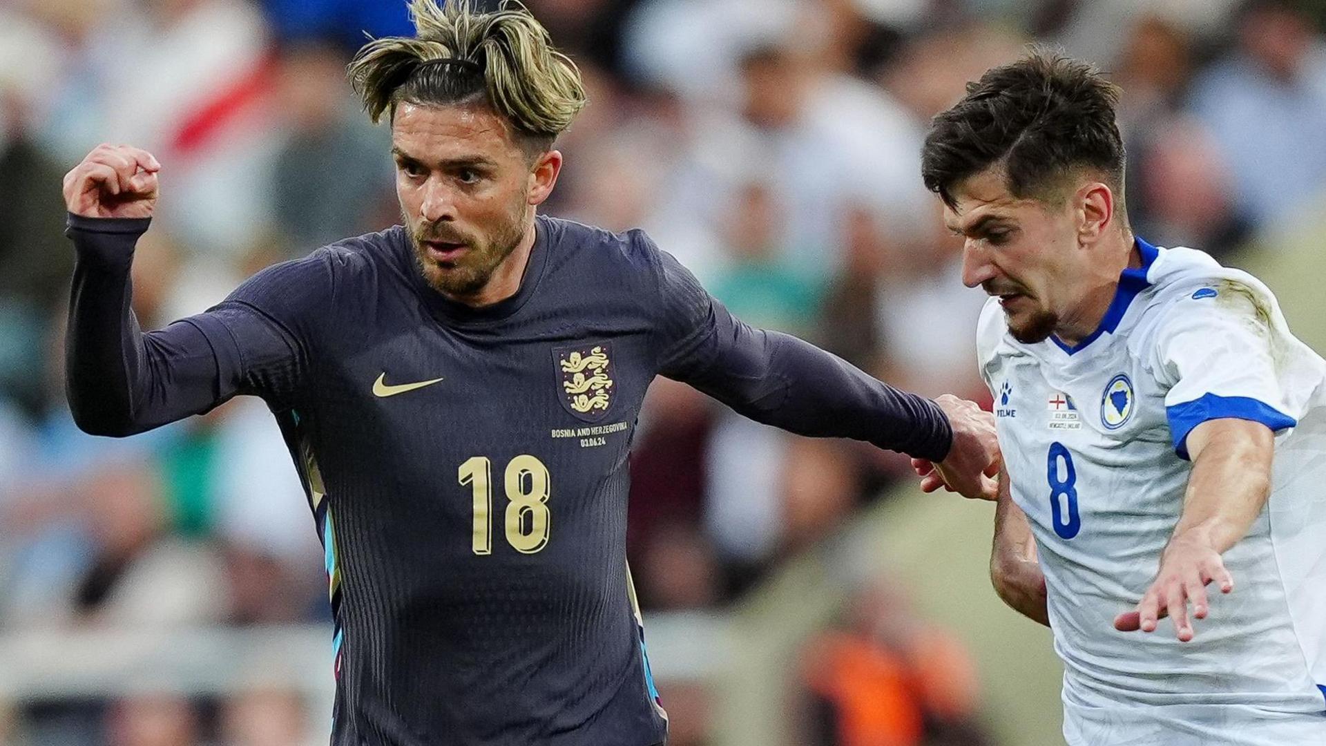 Jack Grealish in action for England against Bosnia-Herzegovina