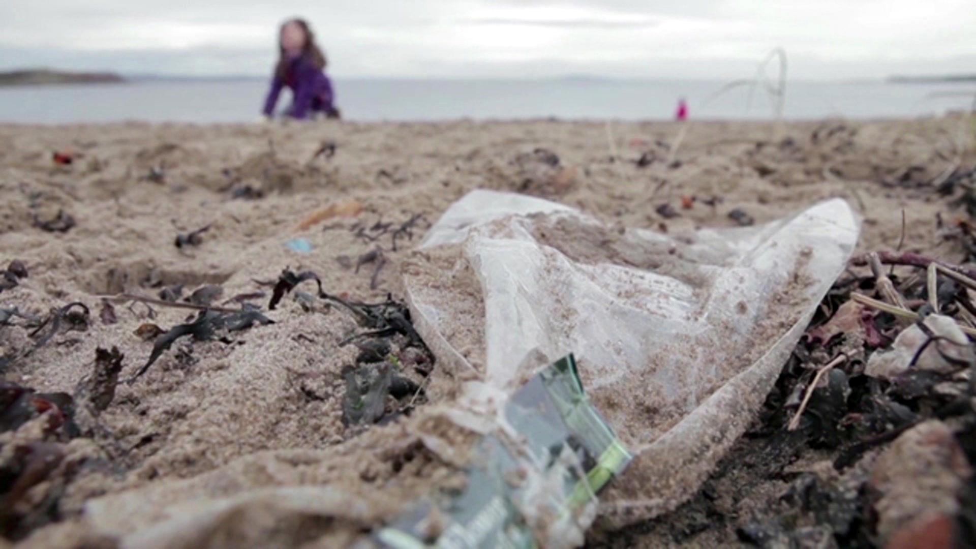 Plastic bottle on beach