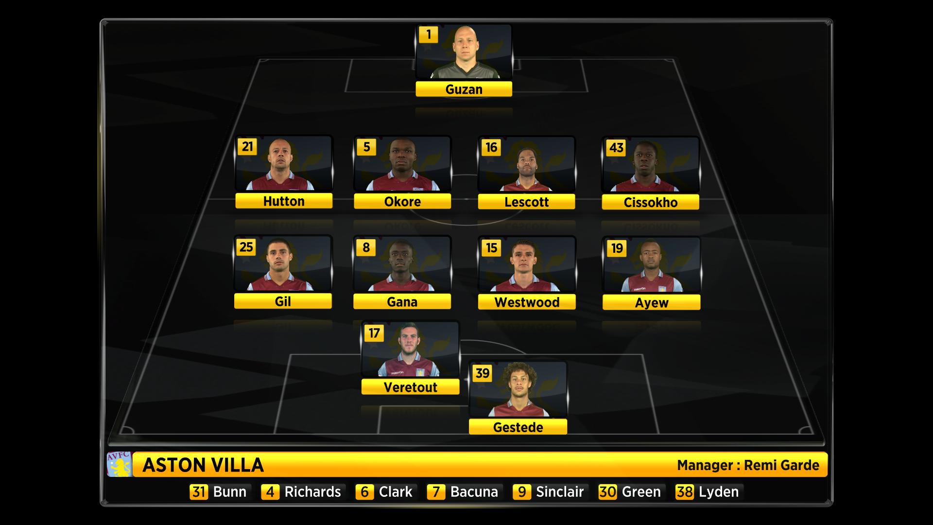 Aston Villa XI vs Tottenham