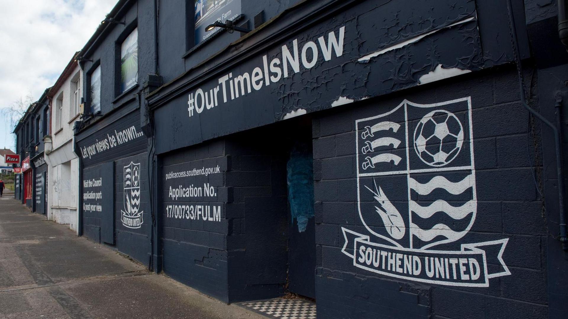 Exterior view of Southend United's Roots Hall ground