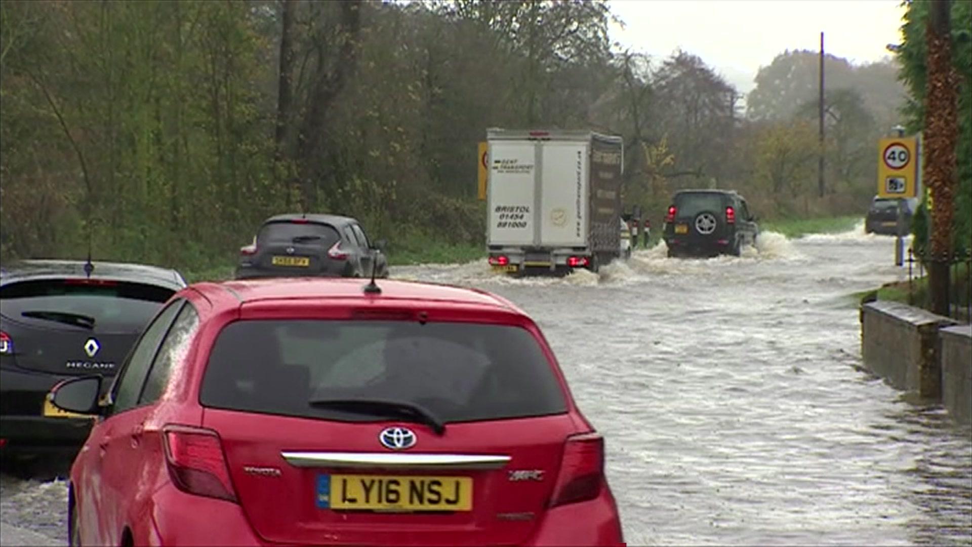 A flooded road