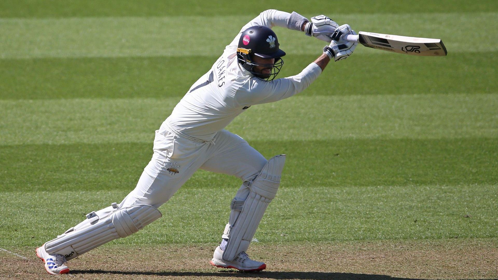 Ben Foakes drives through the covers during his innings of 86 for Surrey against Yorkshire at the Kia Oval