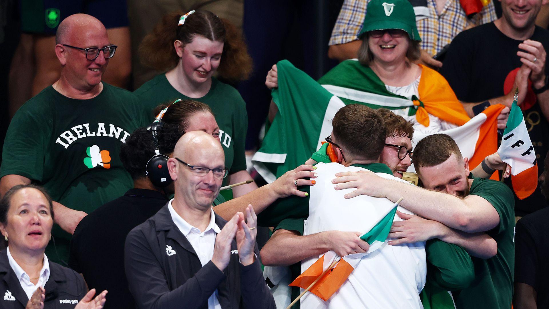 Daniel Wiffen celebrates with his family