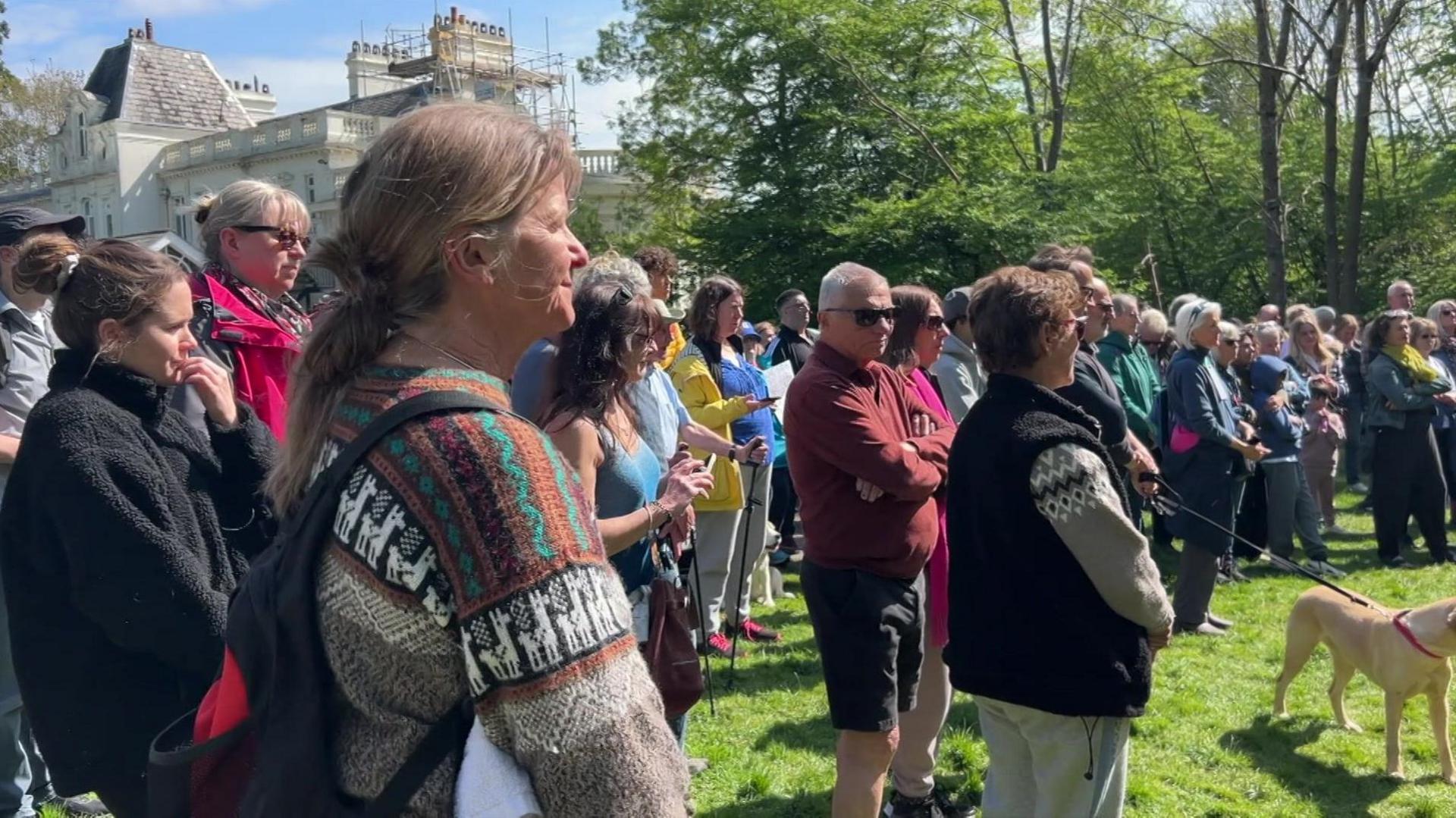 Hundreds gather in Enfield on Easter Sunday to protest against the felling