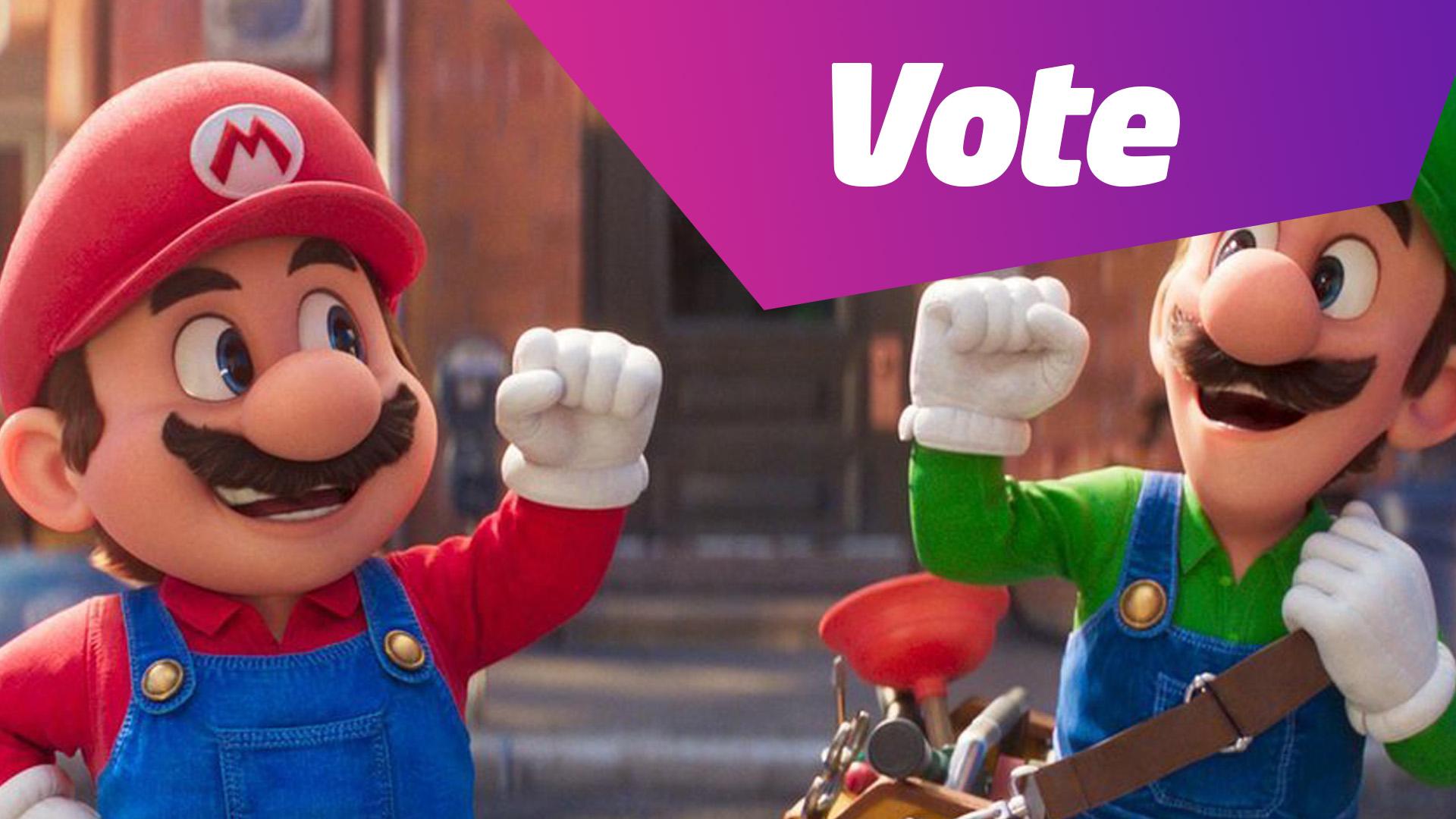 Mario and Luigi with Vote written