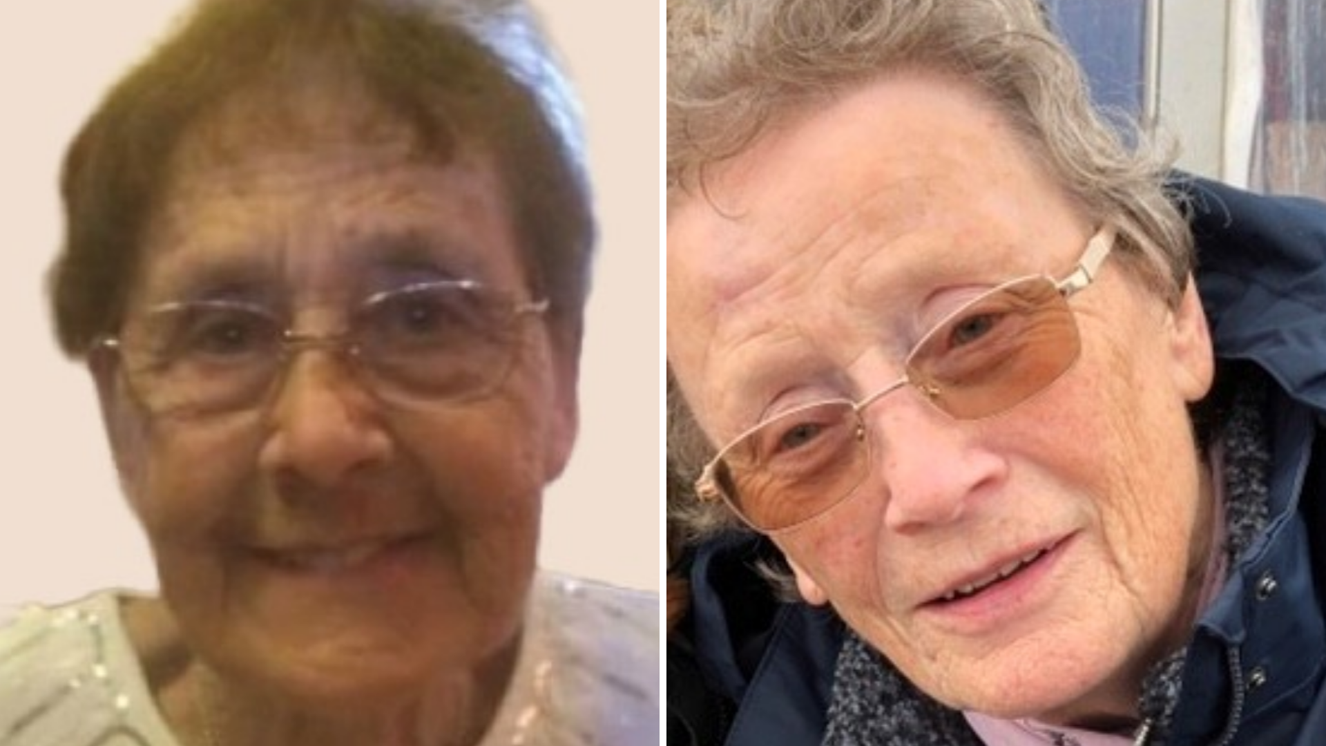 Side-by-side portrait photographs of two women wearing glasses.
