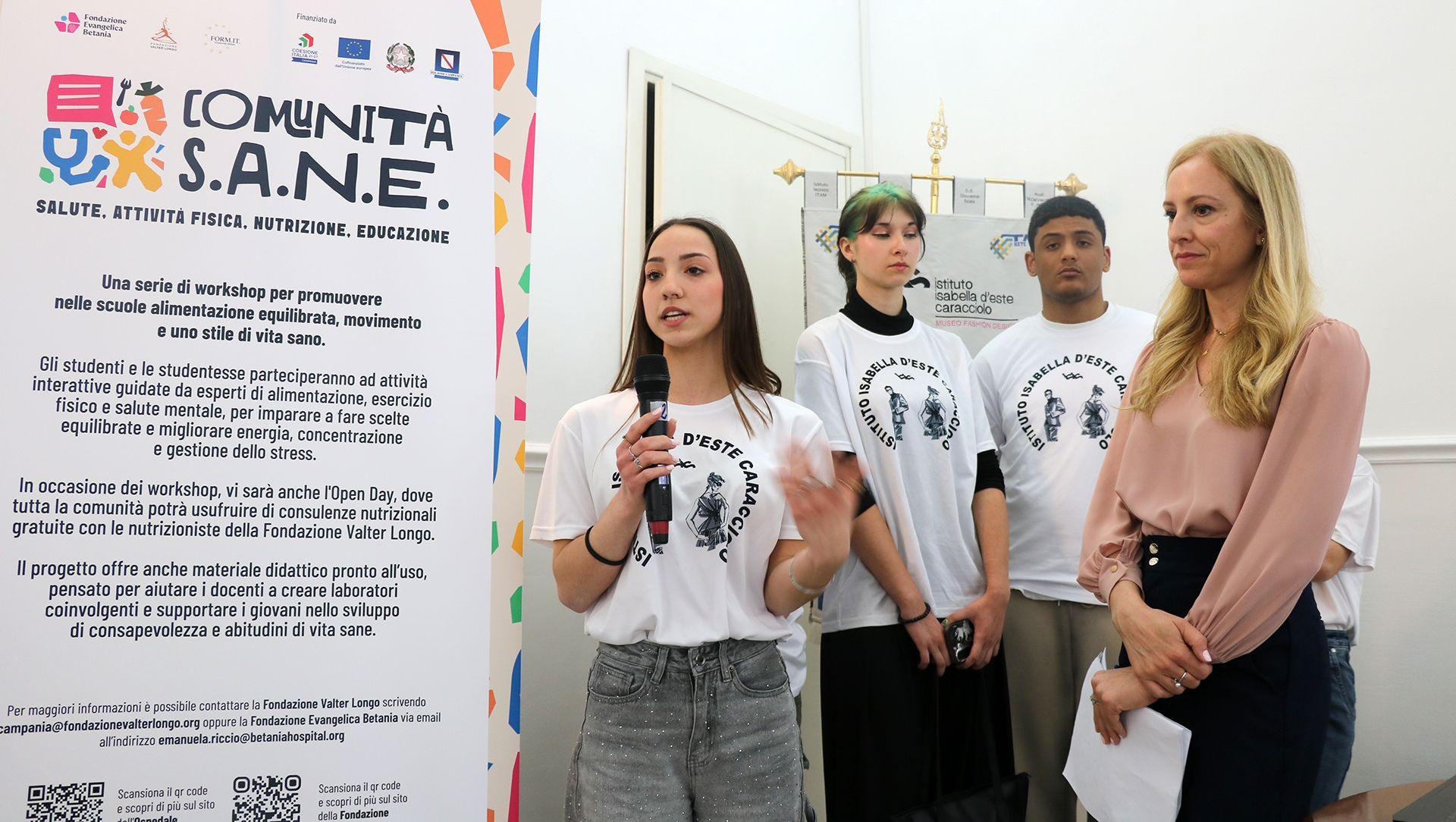 At a secondary school in Naples, students participate in a nutrition workshop run by the Valter Longo Foundation