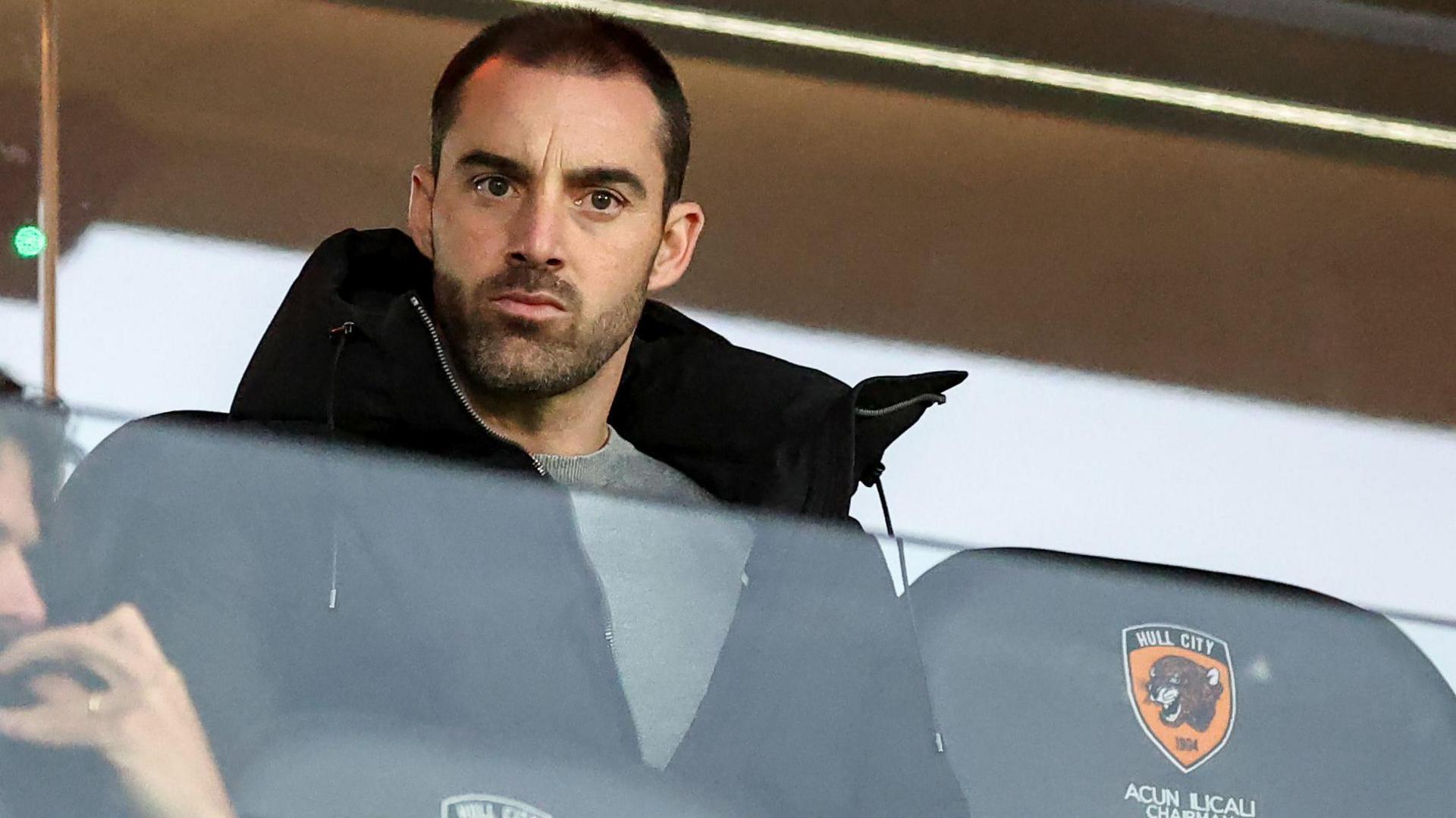 Ruben Selles in the stands for Hull City's game against Blackburn.