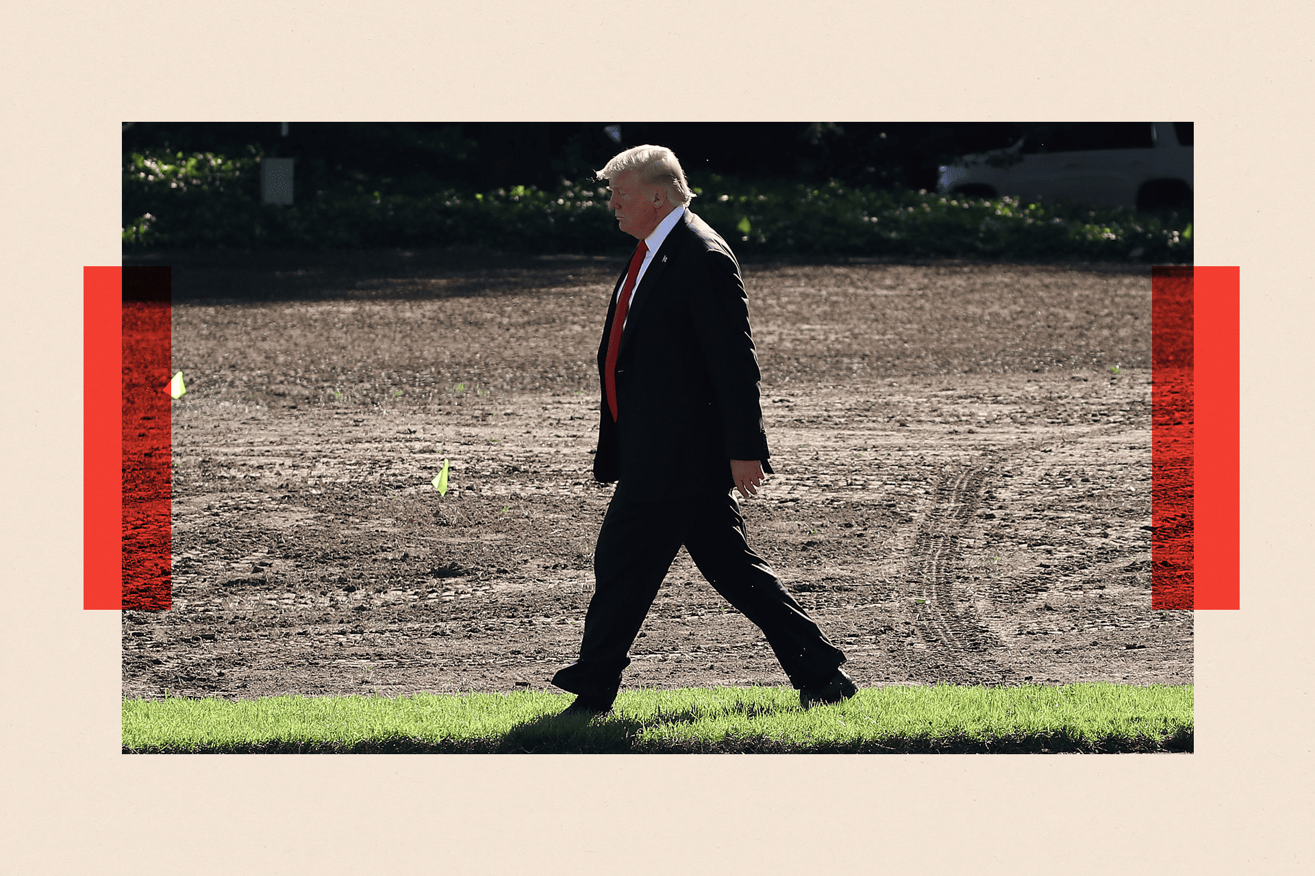 President Donald Trump walks across the South Lawn at the White House 
