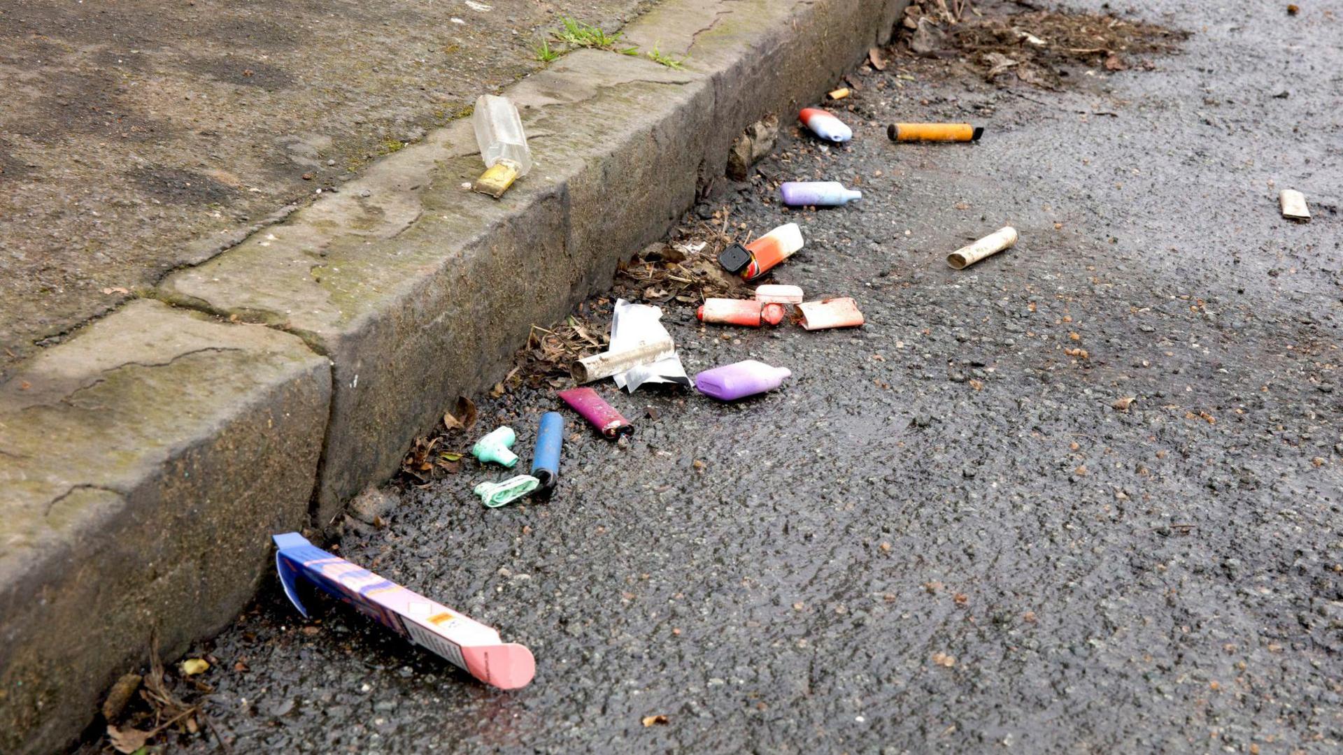 Disposable vapes on the pavement 