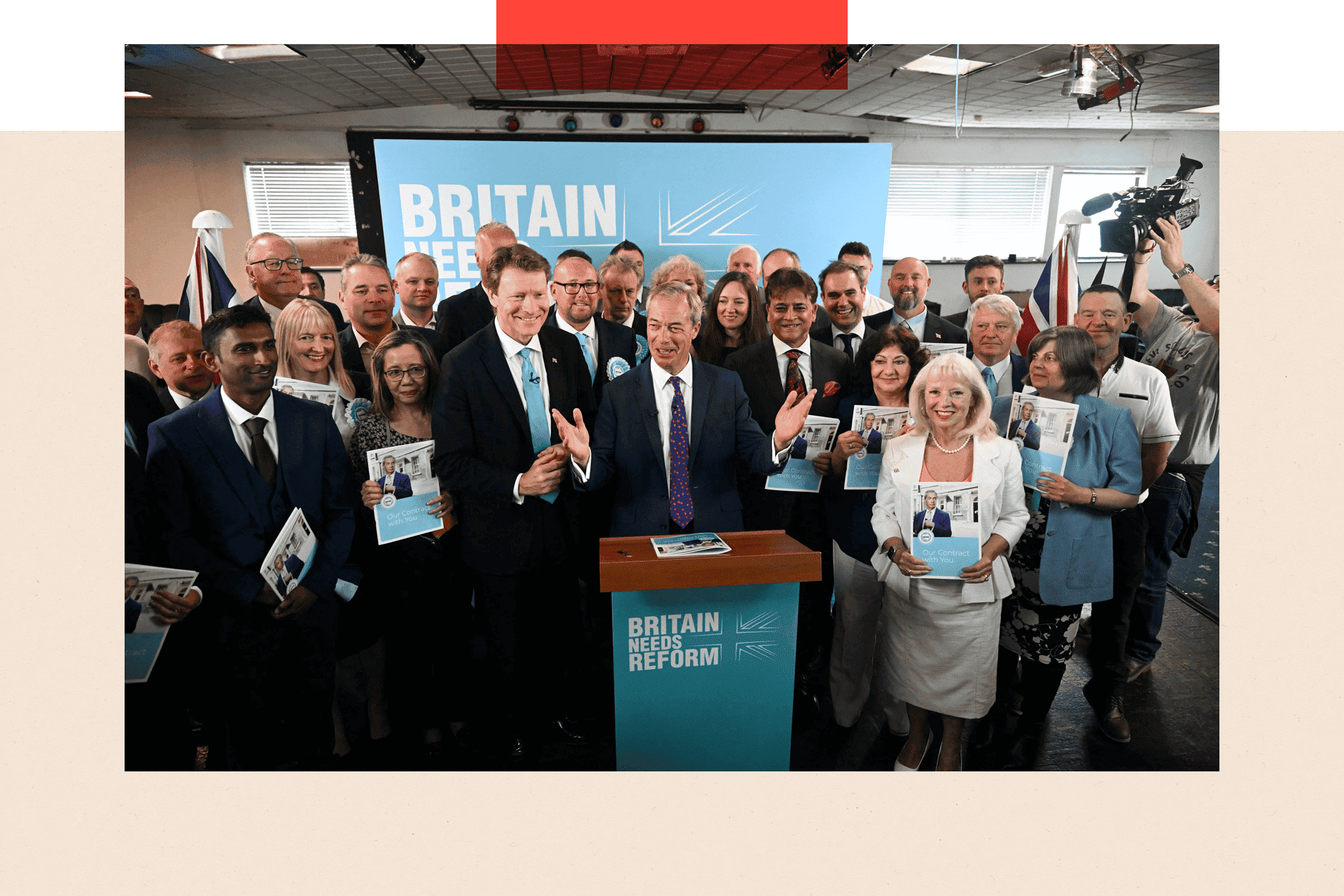 Reform UK leader Nigel Farage pictured with other candidates 