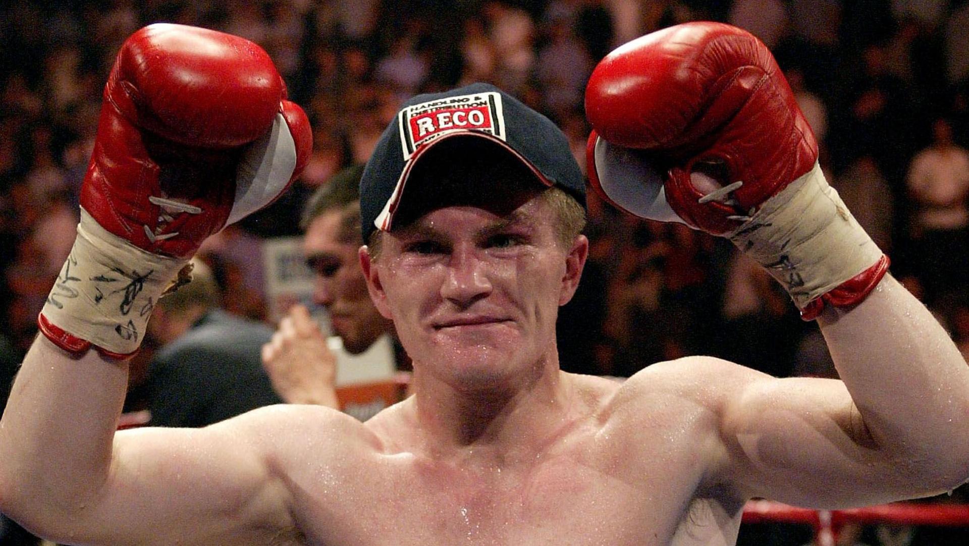 Ricky Hatton raises his fists