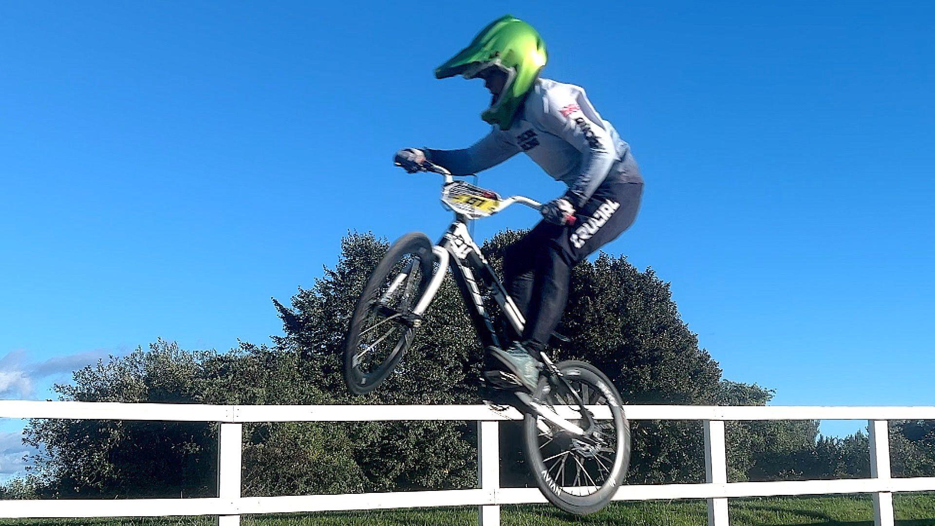 Henry performing a BMX stunt