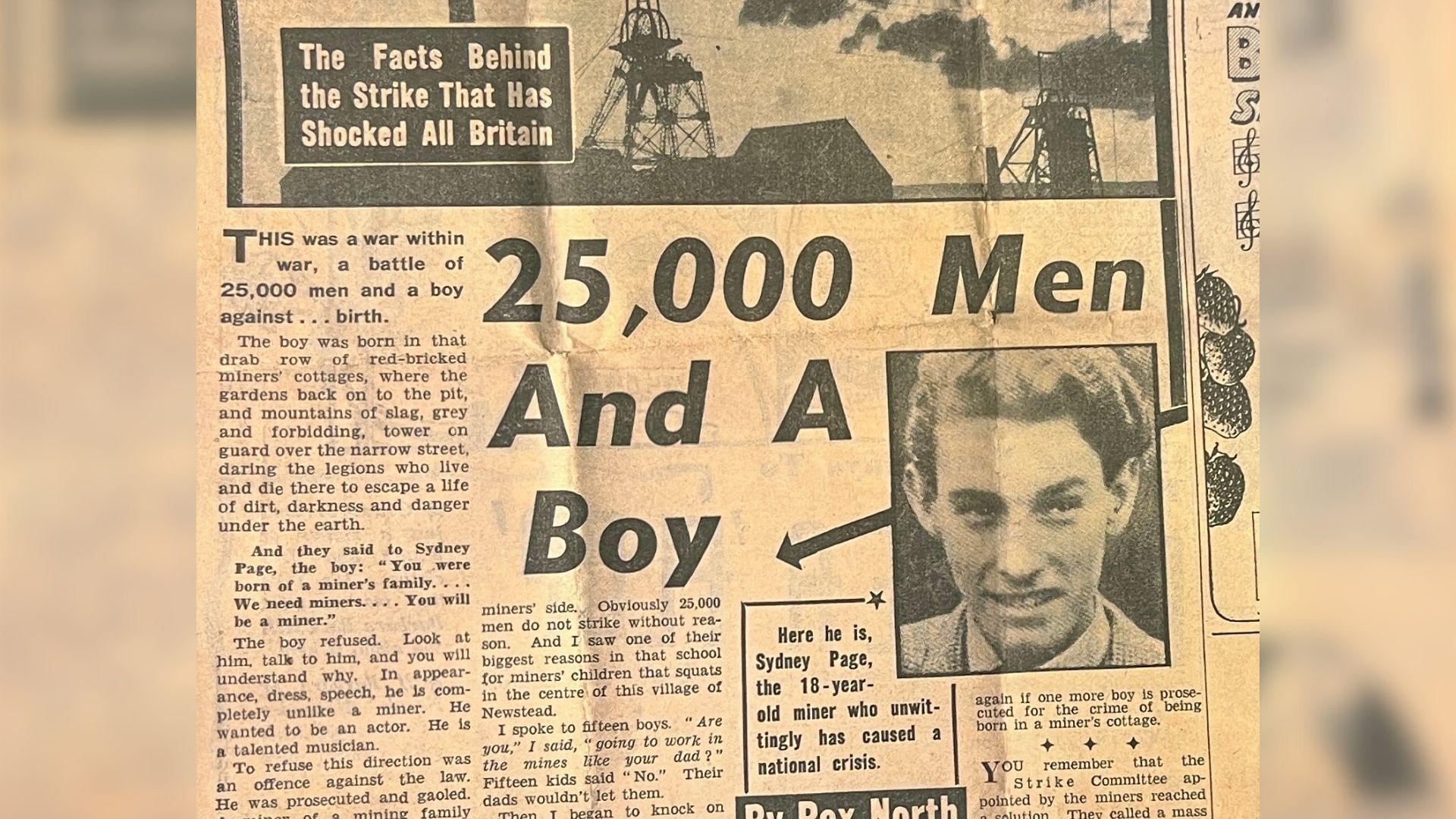 A photo of a newspaper page preserved by Mr Page's family.