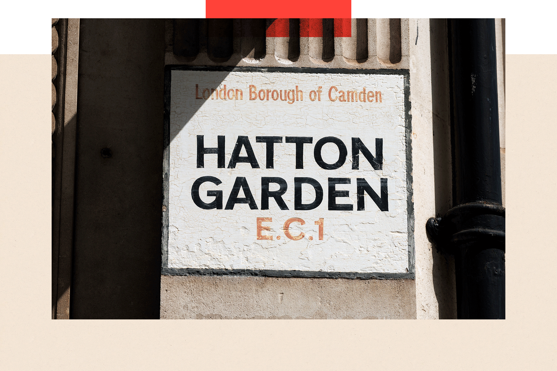 A Hatton Garden street sign in the London Brough of Camden.