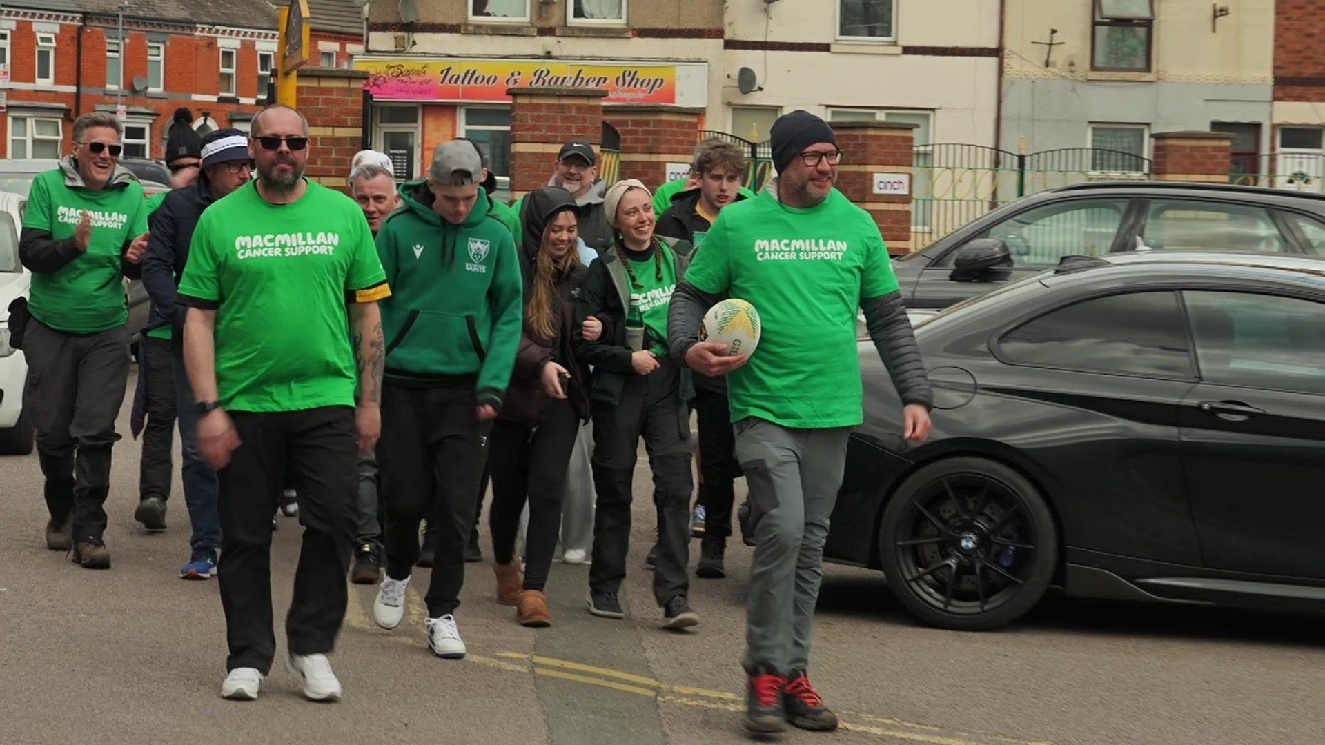 Group of walkers arrives at Franklin's Gardens