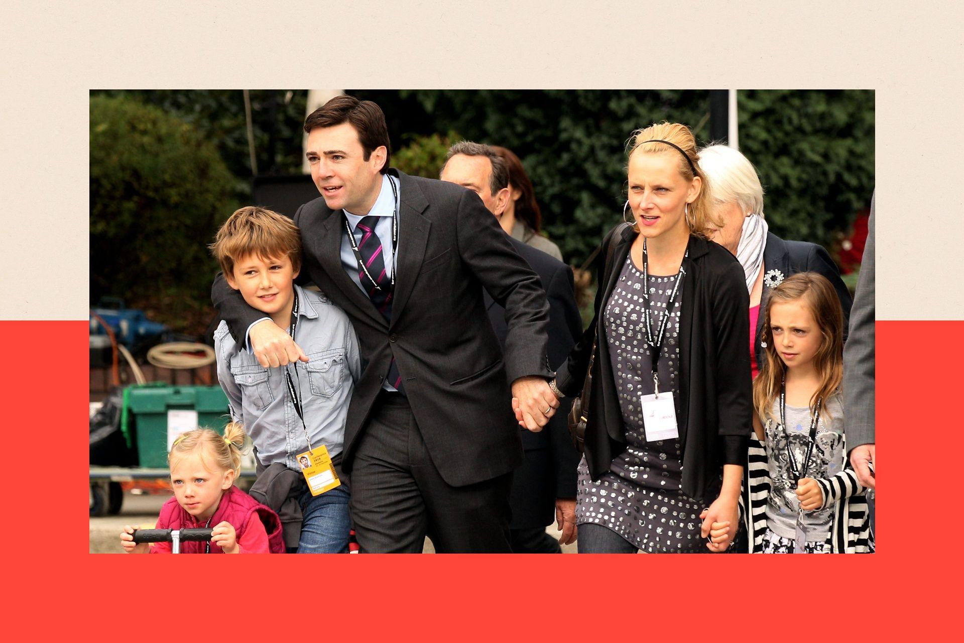 Andy Burnham (Third Left) arrives with his family for the annual Labour Party Conference on September 25, 2010