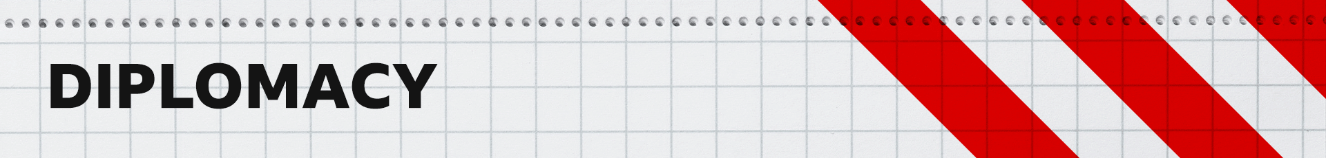A designed red and white banner image with the title 'Diplomacy'.