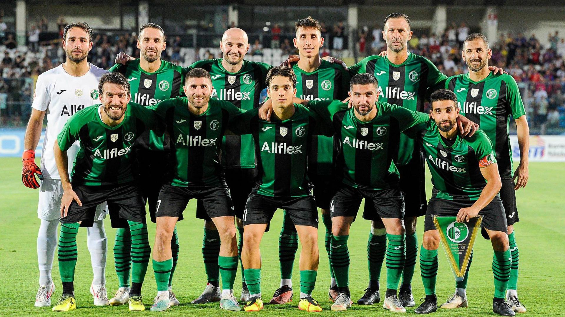 AC Virtus players line up before last season's game against FCSB