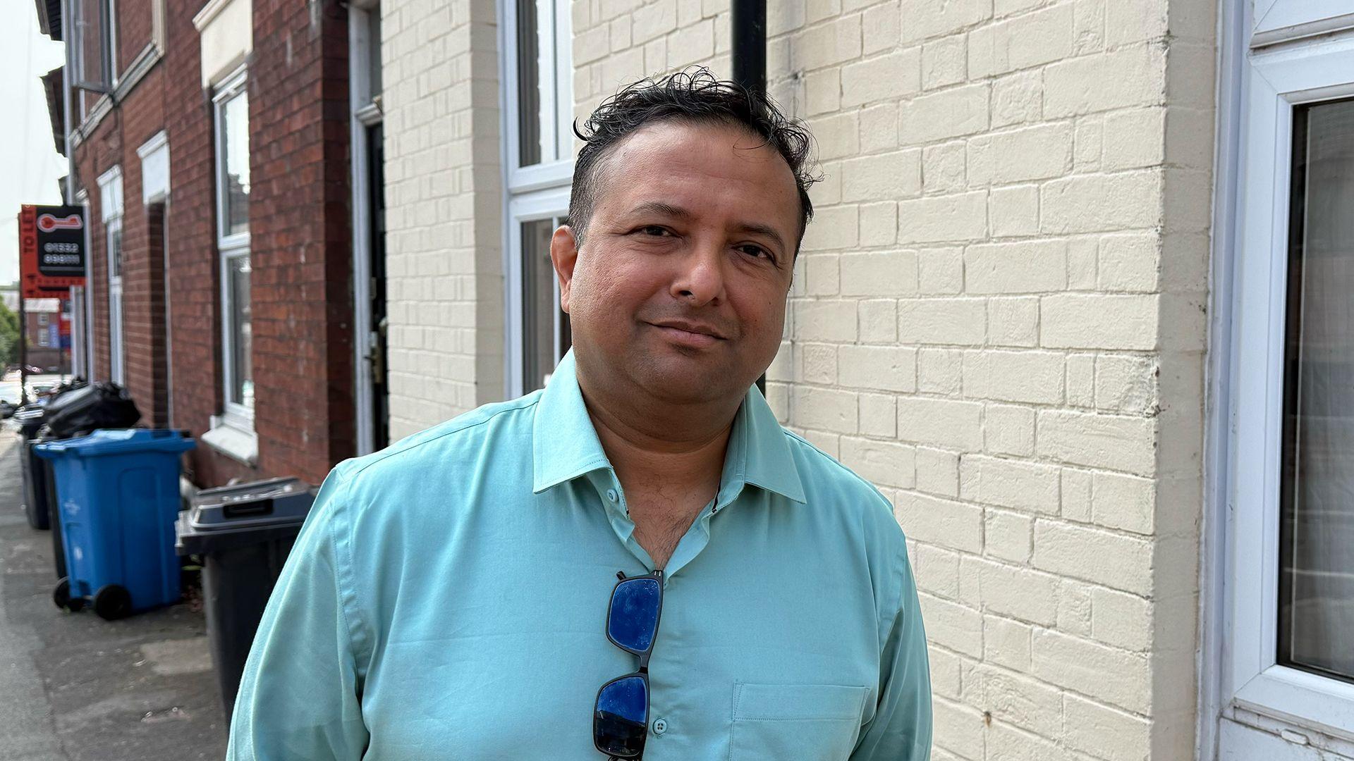 Councillor Gaurav Pandey standing on Stepping Lane in Derby