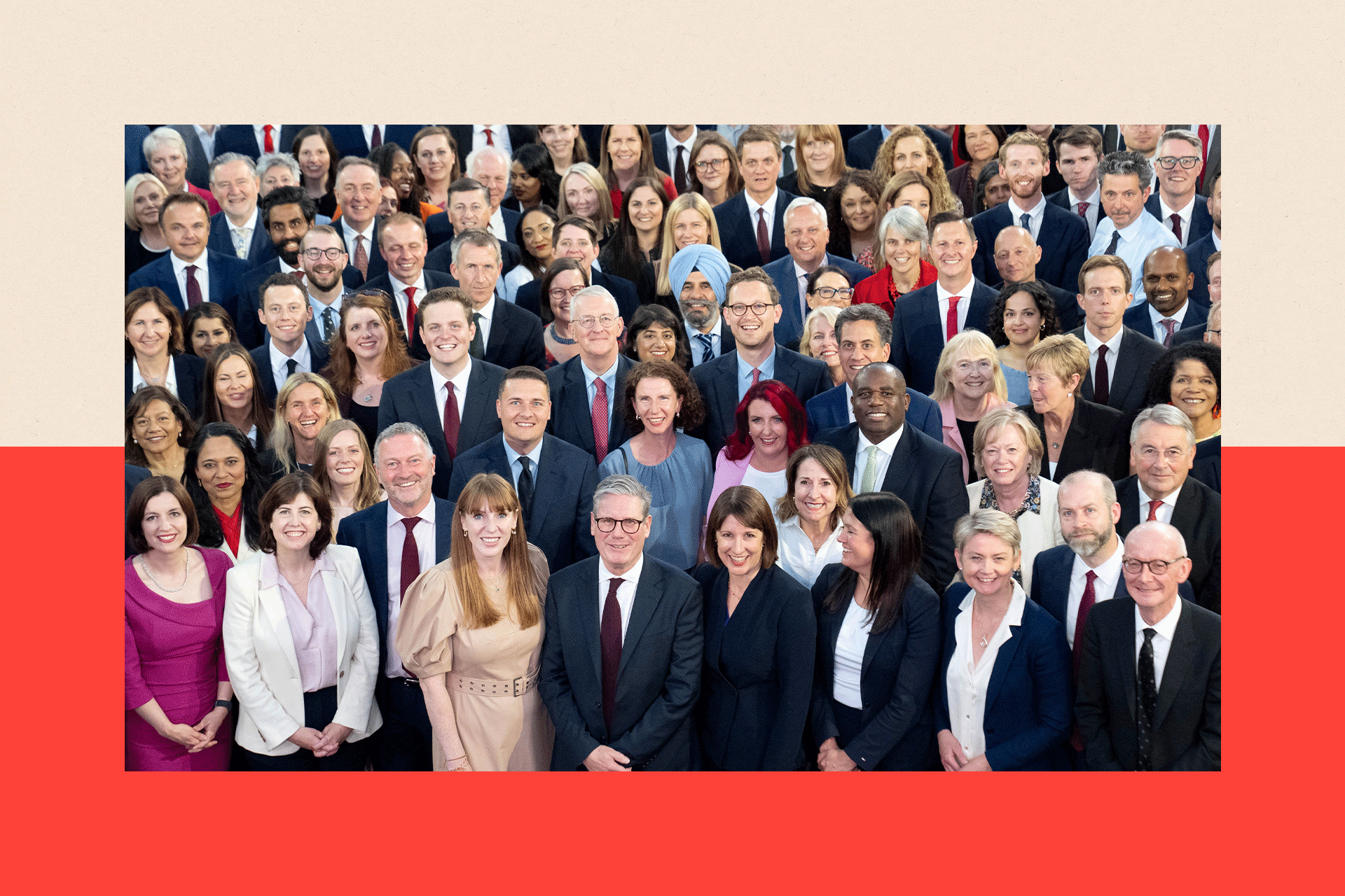 Sir Keir Starmer (centre front) stands with Labour Party MPs