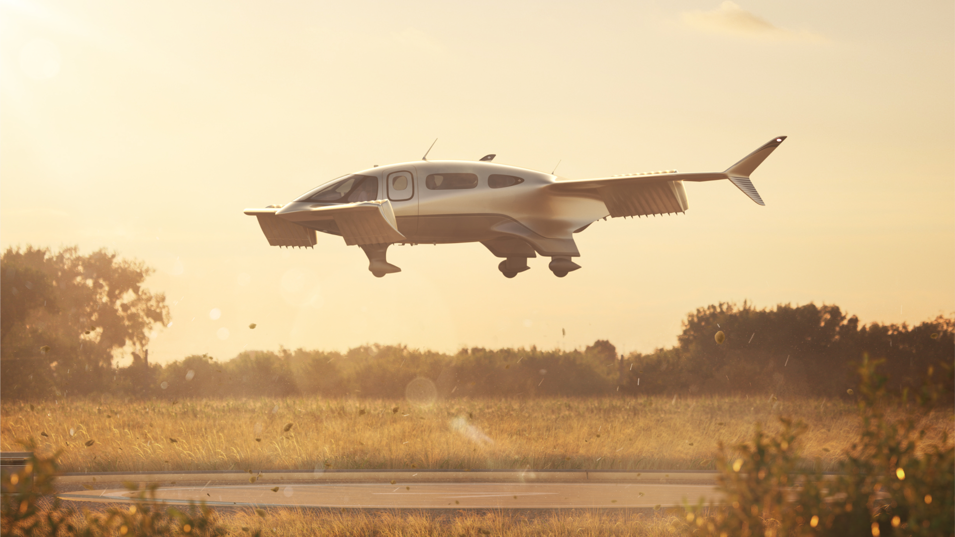 Lilium's aircraft makes a vertical take-off using its rotating jets