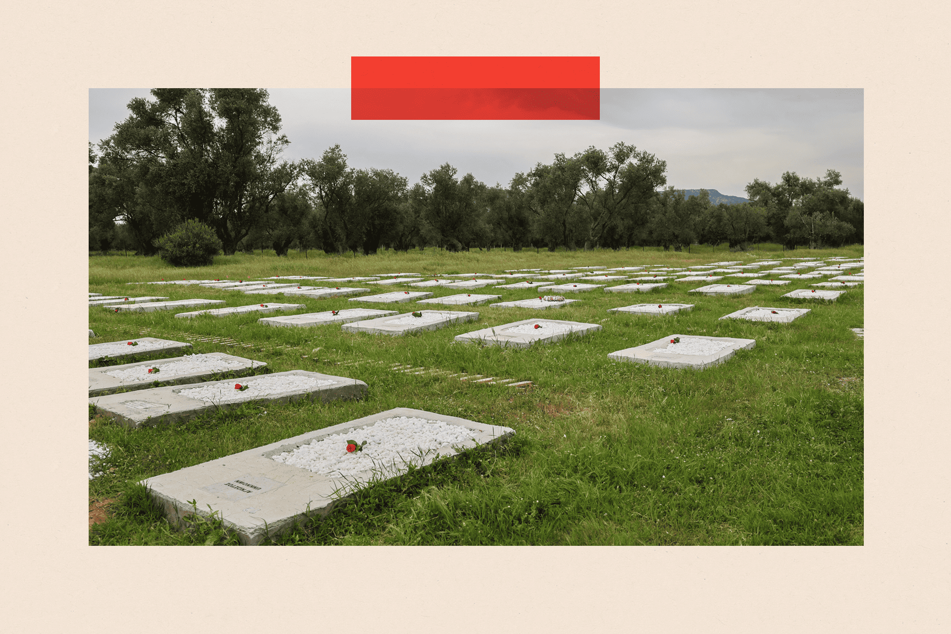 Tombs at the newly renovated cemetery dedicated to refugees drowned while trying to cross to Europe in the Aegean sea