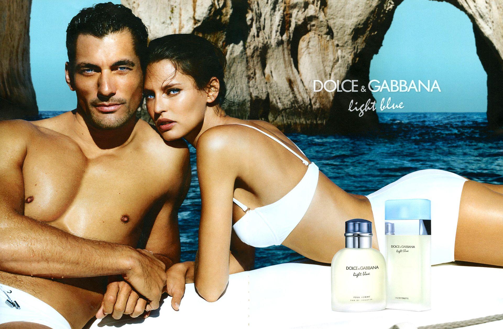 2010s UK Dolce & Gabbana Magazine Advert showing Divid Gandy in white swimming trunks