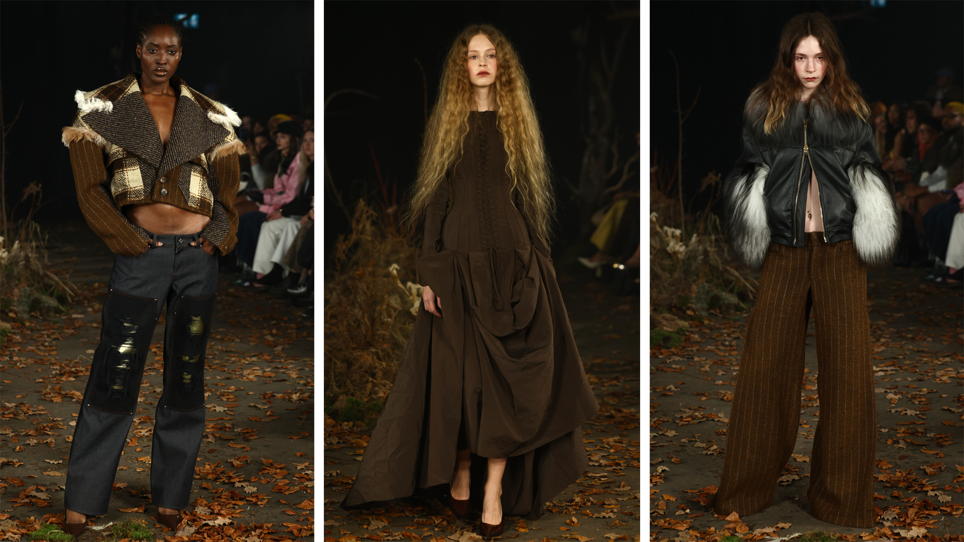 Modelet ecin në pasarelën e sfilatës Agro Studio gjatë Javës së Modës në Londër, shkurt 2026, në Village Underground më 19 shkurt 2026 në Londër, Angli.