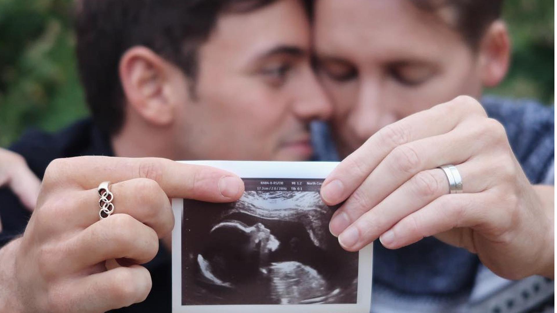 Tom Daley and Dustin Lance Black with ultrasound